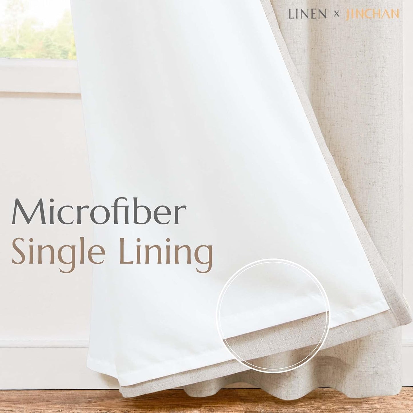 jinchan Room Darkening Curtains 90 Inch Length 2 Panels Set Linen Lined Curtains for Living Room Bedroom Farmhouse Grommet Thermal Insulated Drapes Light Locking for Door Window 50x90 Inch