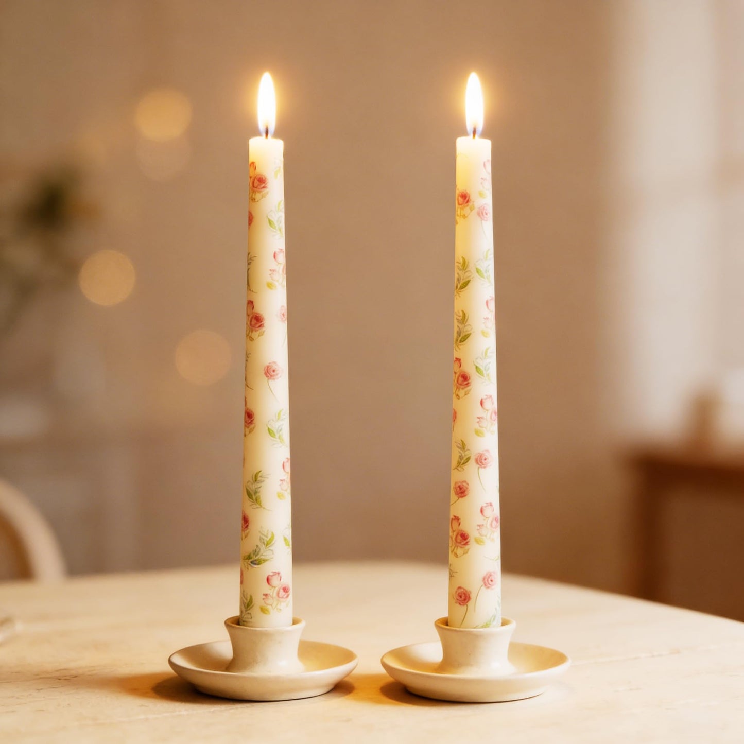 10 Inch Decorative Taper Candles, 4 Pack Birthday Balloon Print Candlesticks, Unscented Dripless Candles with Long Burn Time for Party, Holiday Table & Home Decor BST326H