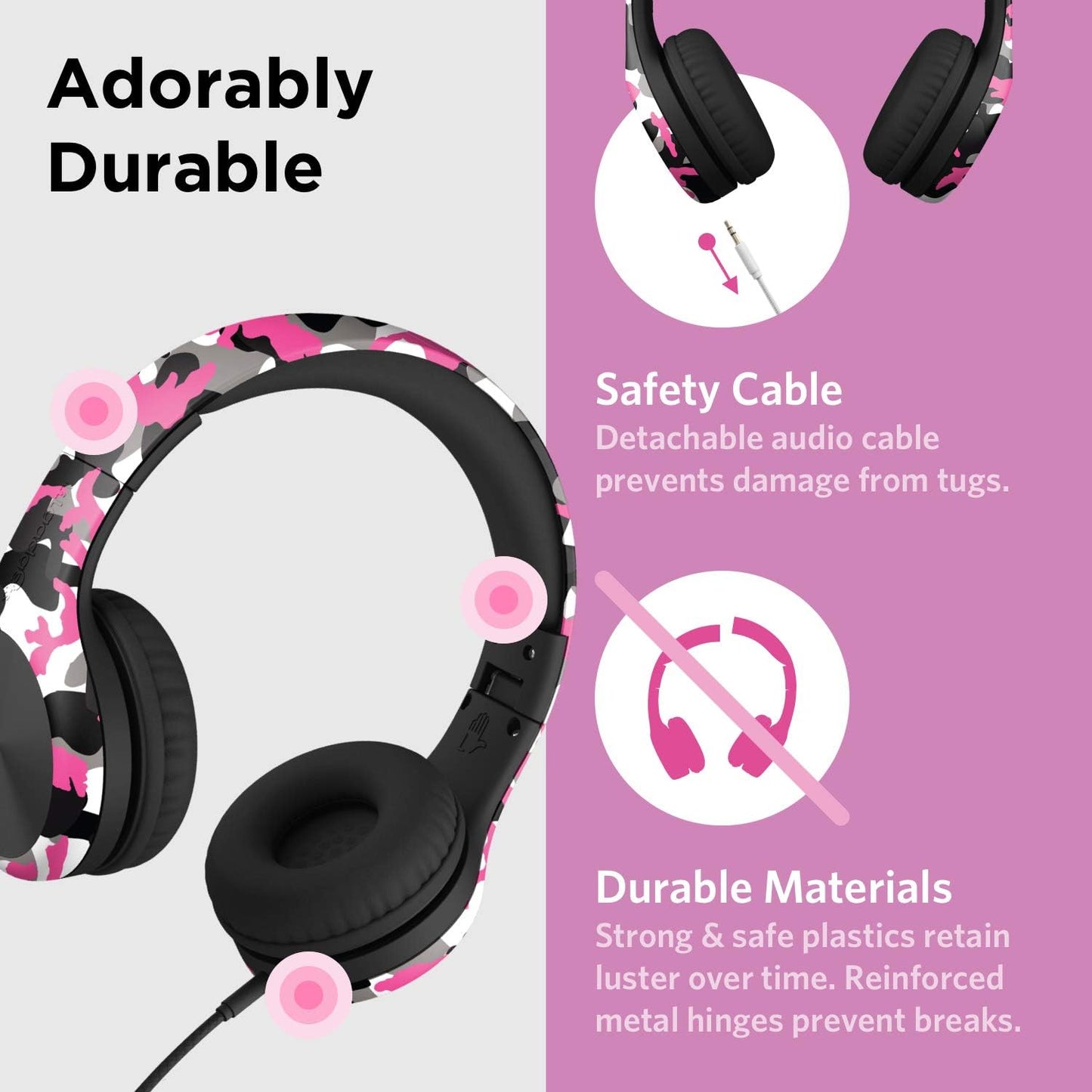 LilGadgets Connect+ Pro Wired Kids Headphones for School with Microphone, Volume Limiting Over-Ear Headset with Cord, SharePort Technology & SoftTouch Padding, Blue