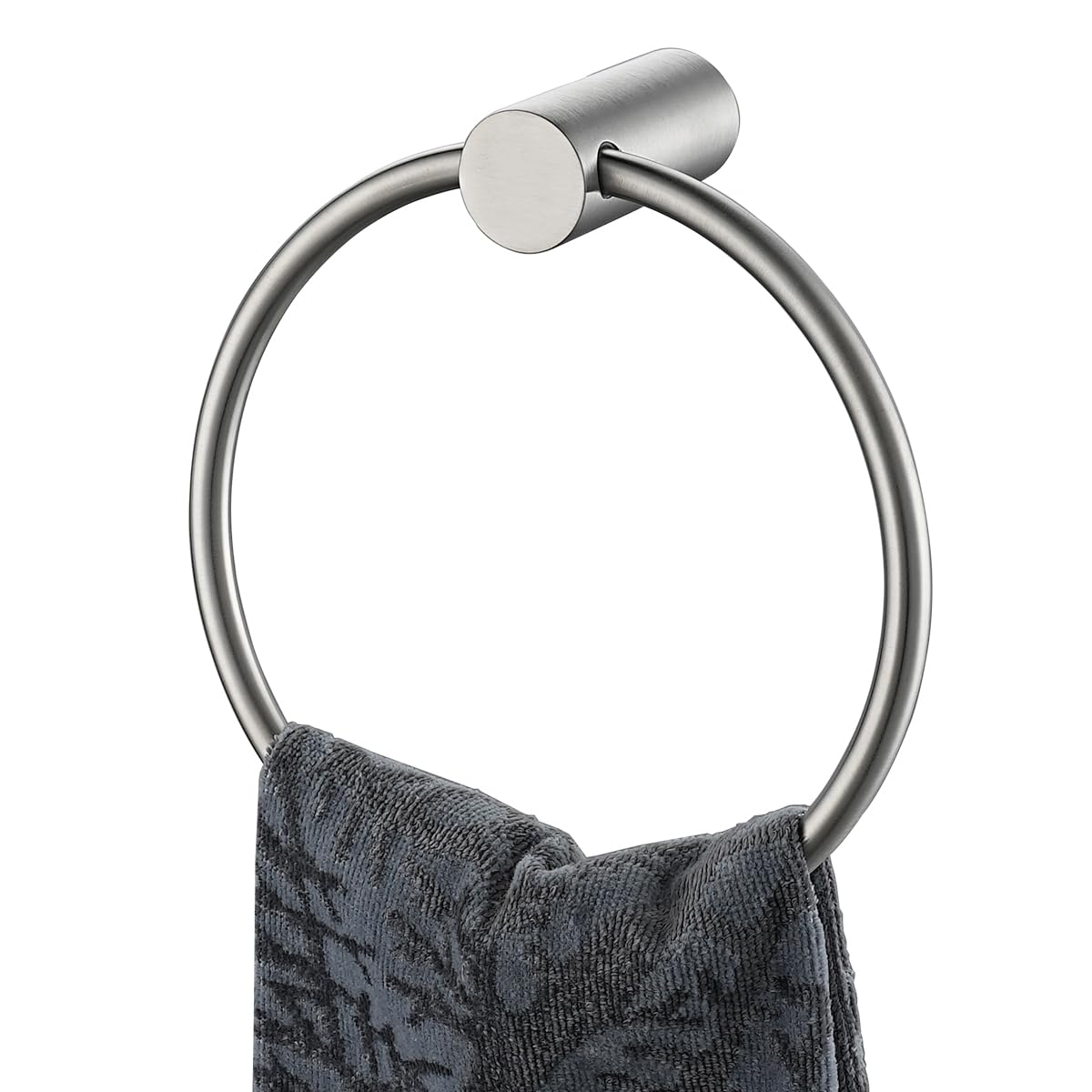 JQK Black Towel Ring, 304 Stainless Steel Matte Black Hand Towel Holder for Bathroom, Wall Mount, TR630-PB BST220