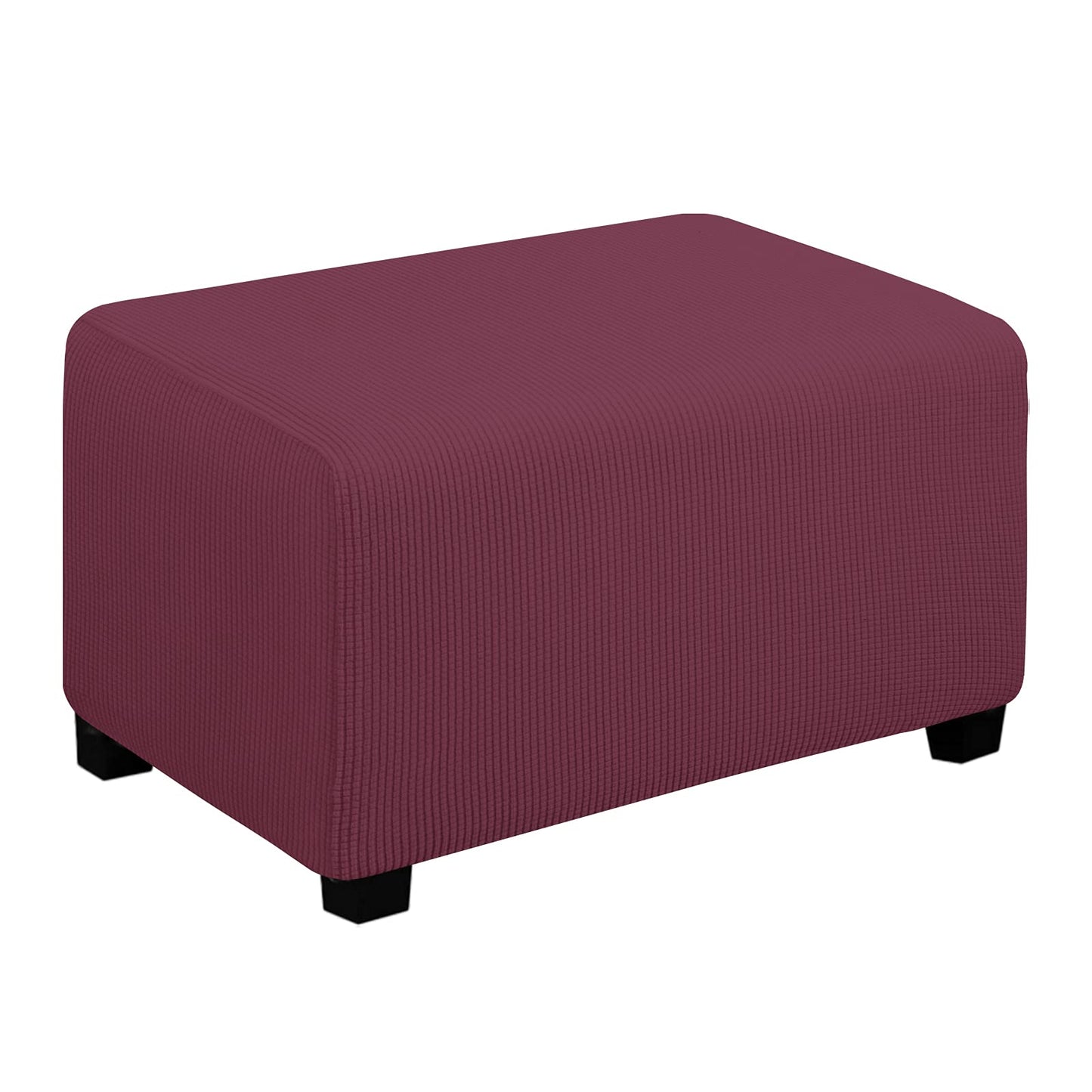 Easy-Going Stretch Square Ottoman Cover 15x15x15inch Dark Blue | Folding Storage Footstool cover Furniture Protector Soft Rectangle slipcover with Elastic Bottom BST202