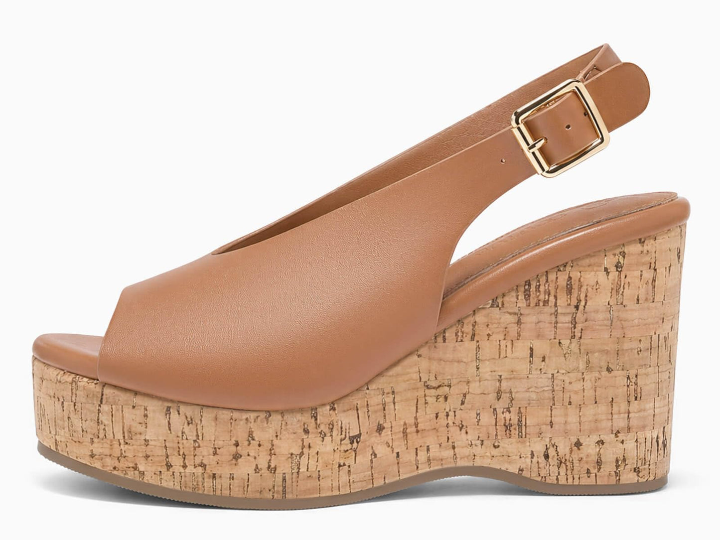 Coutgo Womens Platform Wedge Sandals Open Peep Toe Slingback Cork High Heels Summer Beach Shoes DD1210