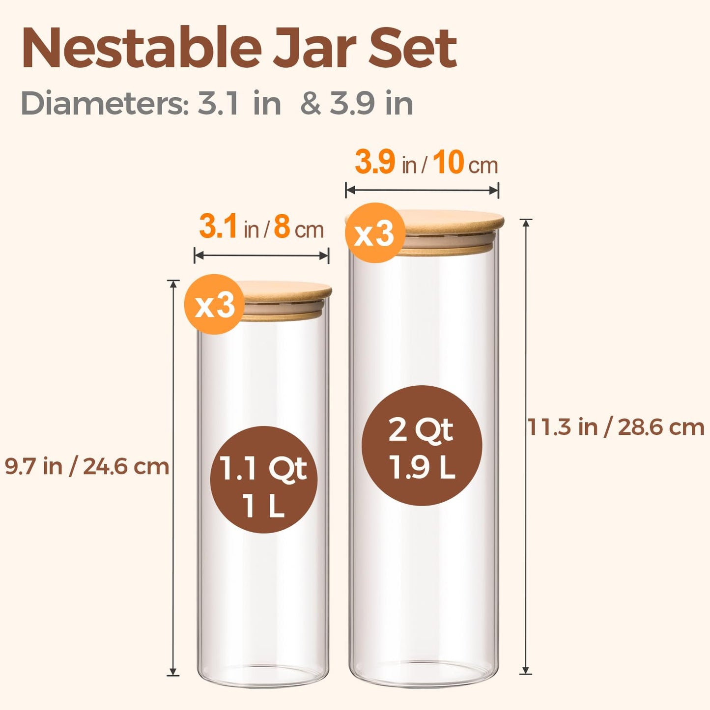 ComSaf Glass Storage Containers With Lids 0.5 Qt, 6 Pack Small Glass Jars | Small Glass Containers, Spice Jar 15oz, Candy, Family Snack Storage, Coffee Bar Organization, Size For Subpackage, BPA Free BST220