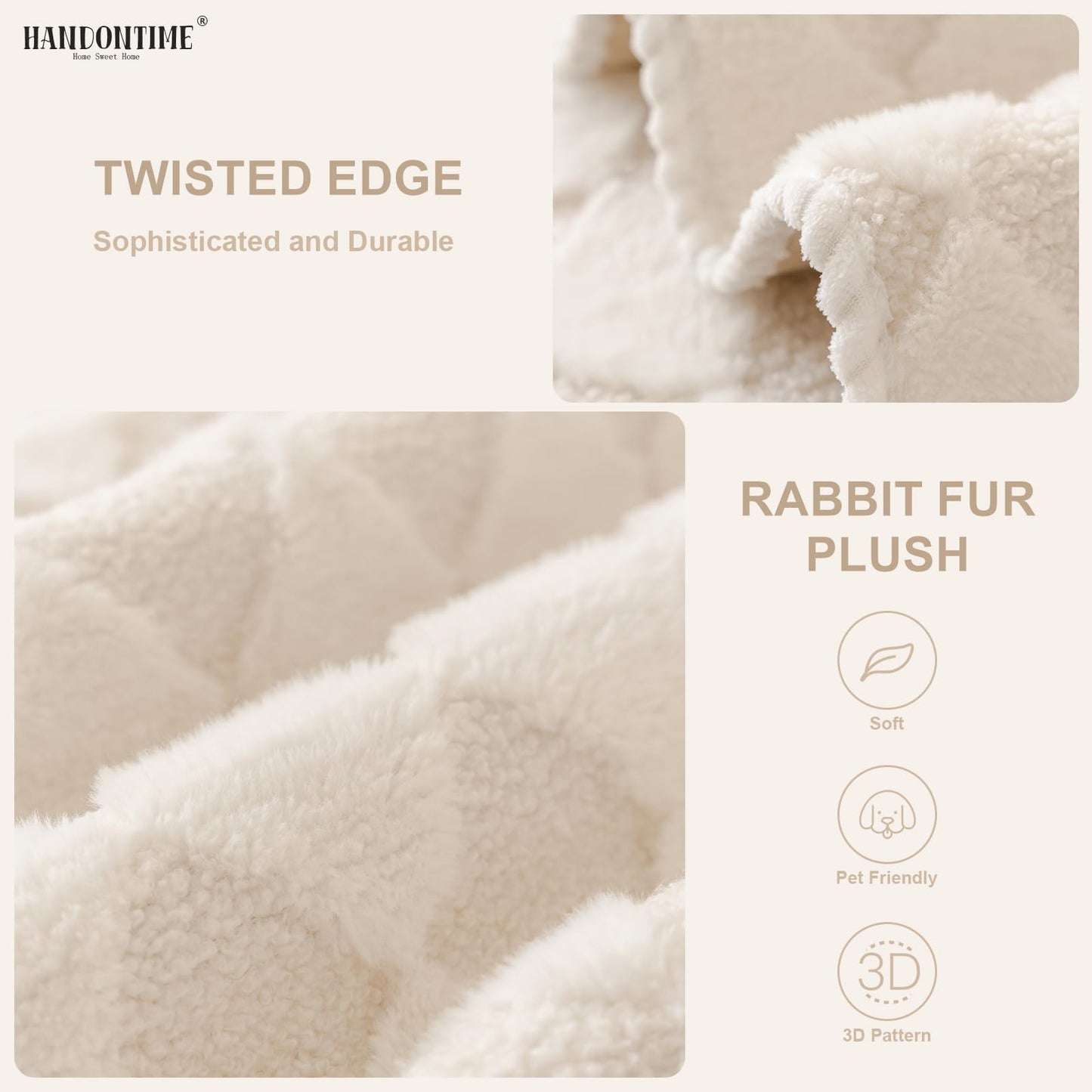 HANDONTIME Fuzzy Dog Couch Cover Washable, Pet-Friendly Sofa Covers Non-Slip Geometric Jacquard Pet Protector Furniture Cover for 3 Cushion Sofa Cozy Fuzzy Dog Mat for Couch (Grey, 35.4" x 70.9") BST202