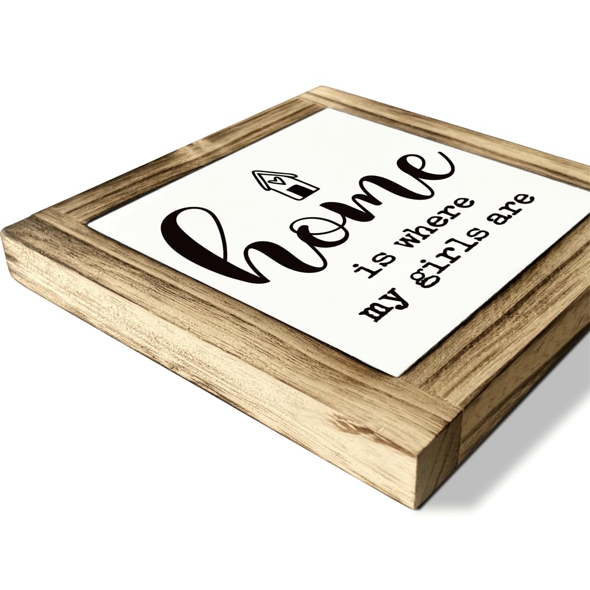 Homes Decor Signs, Decorative Wooden Box Sign, Farmhouse Decors for Living Room, Bedroom, Kitchen, New Home Decor, Shelf Counter Decoration, Home Sweet Home Sign, 5.9×5.9 inches BST220