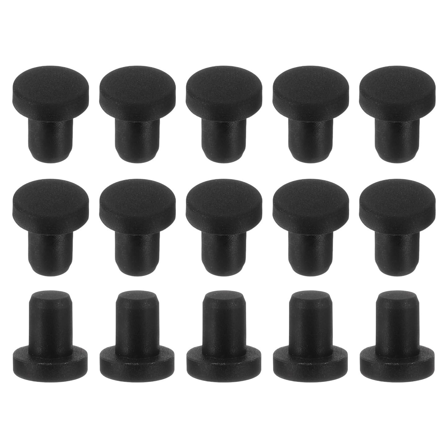 uxcell 15Pcs Silicone Hole Plug, Waterproof Solid T-Shaped Rubber Stoppers Bottle Seal Tube Pipe Plugs End Cap for 5.8mm/0.23" Hole for Bathtub Bottle, 0.31" Plug Height, Black BST326L