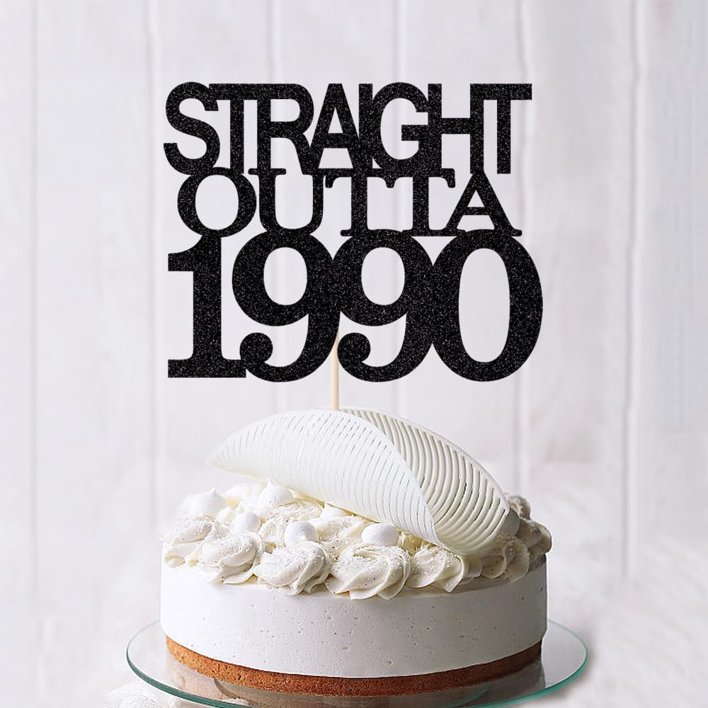 Black Glitter Straight Outta 1961 Cake Topper,Hello 65,Funny 65th | Birthday Cake Topper,65 Fabulous,Cheer to 65 Years,Men and Women 65th Birthday/Wedding/Anniversary Party Decorations BST202