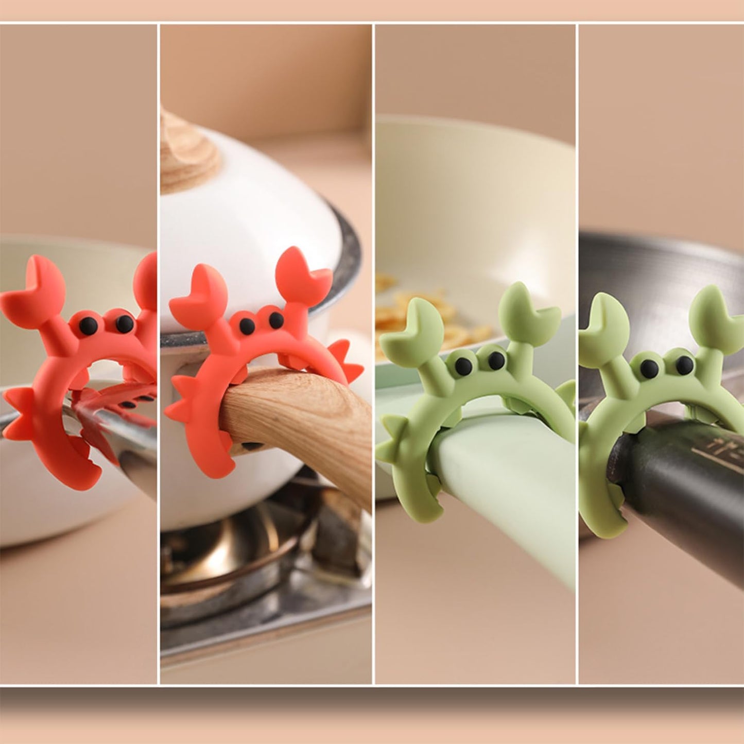 4 Pcs Crab Spatula Holder, Crab Spoon Holder for Pot, Crab Utensil Rest, Creative Crab Shaped Spatula Rack, Silicone Multifunctional Cute Crab Spatula Holder Anti-overflow Clip (Mixed Colors) BST220