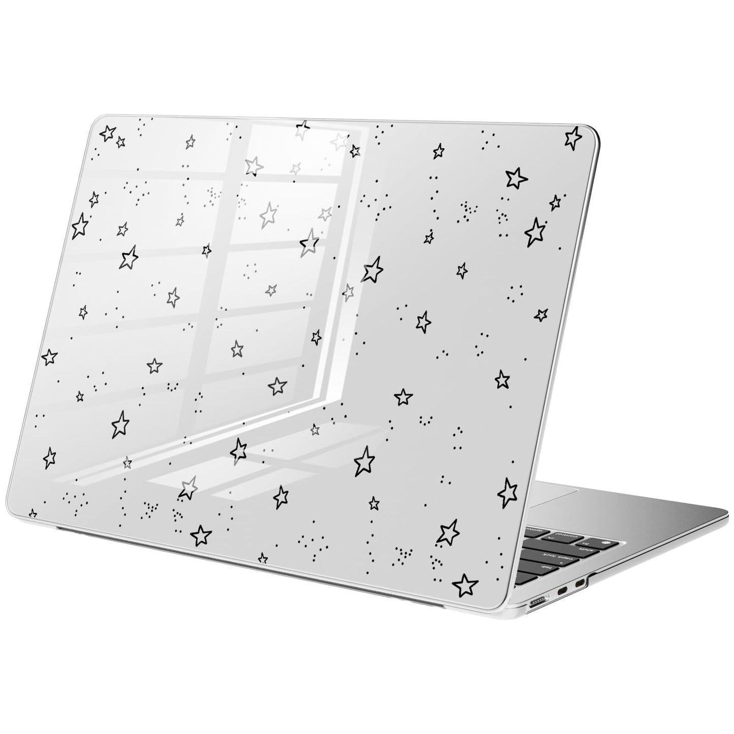 Compatible with MacBook Air 15 inch Case M5 M4 M3 M2 2026-2023 Release A3448 A3241 A3114 A2941, Cute White Polka Dot Protective Hard Shell Clear Black Cover for Mac Air 15.3 inch WN420