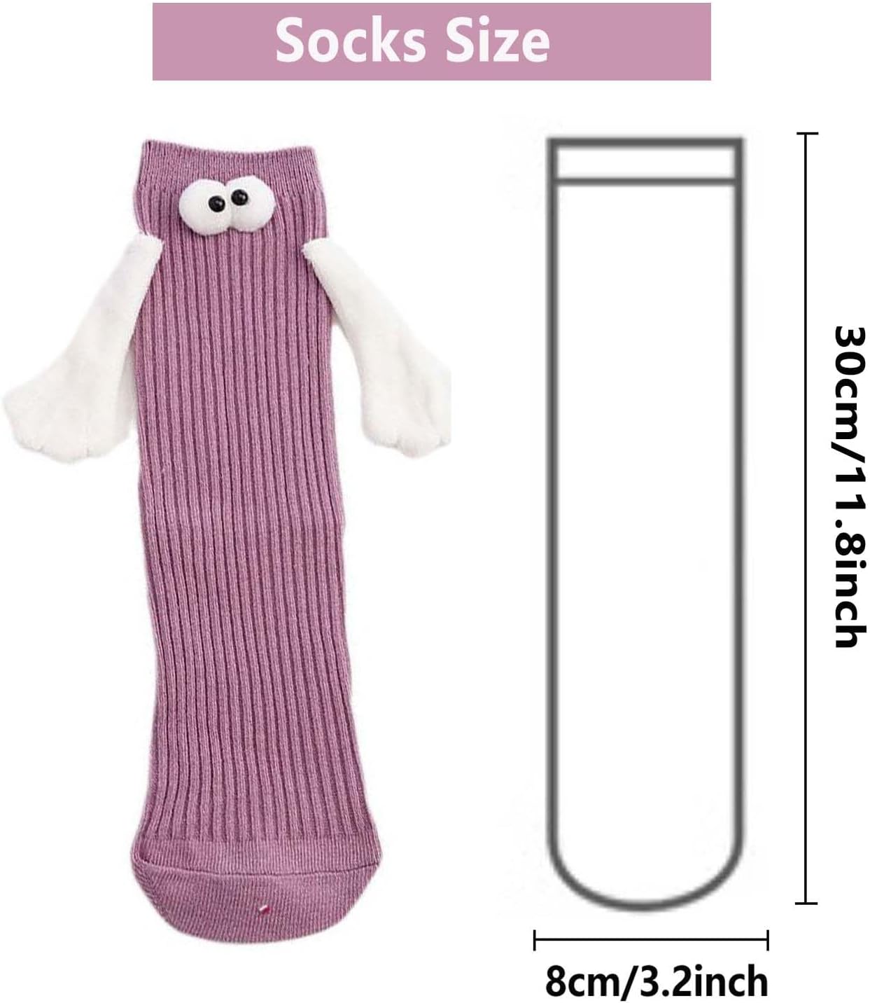 ARTSIM Magnetic Hand Holding Socks for Couple Friends Kids - 3D Doll Mid-Tube Cute Novelty Xmas Socks BST326H