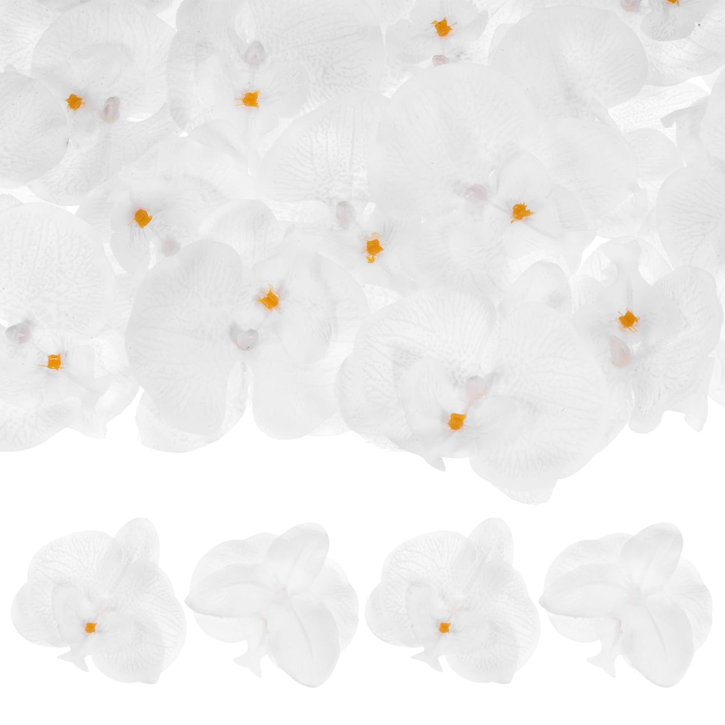 M METERXITY 20-Pack Artificial Orchid Flower Heads, Silk Faux Butterfly Flowers Head for Wedding/Bouquet/Bridal/Party Decor, Fake Phalaenopsis Petals Bulk [2.76 Inch, Dark Purple] BST220