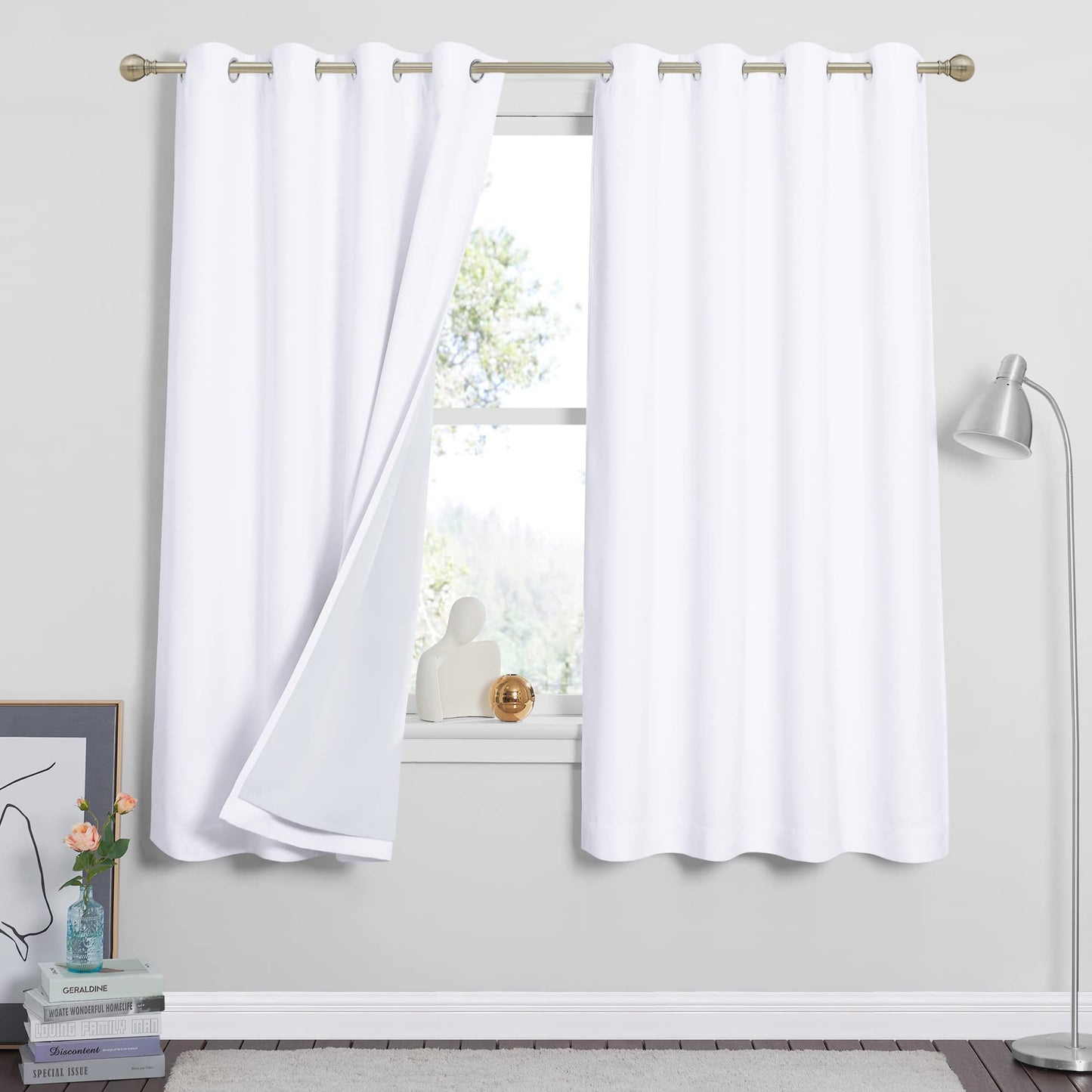 RYB HOME 4-in-1 Dust Filtering Soundproof Blackout Insulating Privacy Window Curtains for Nursery Bedroom Living Room Rivider Sound Absorption Sheet, Black, W52 x L90 inch, 2 Panels BST220