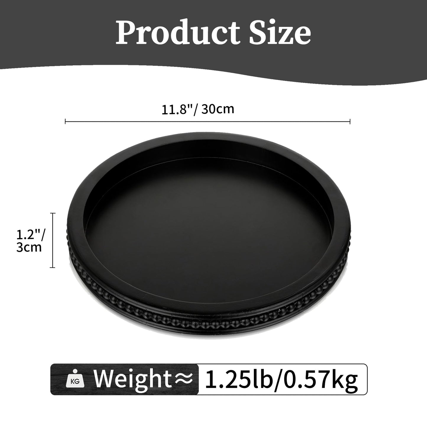 Hanobe Decorative Tray for Coffee Table: 10.5-Inch Round Whitewashed Wood Tray for Rustic Farmhouse Living Room Kitchen Island Entryway Home Decor BST326H