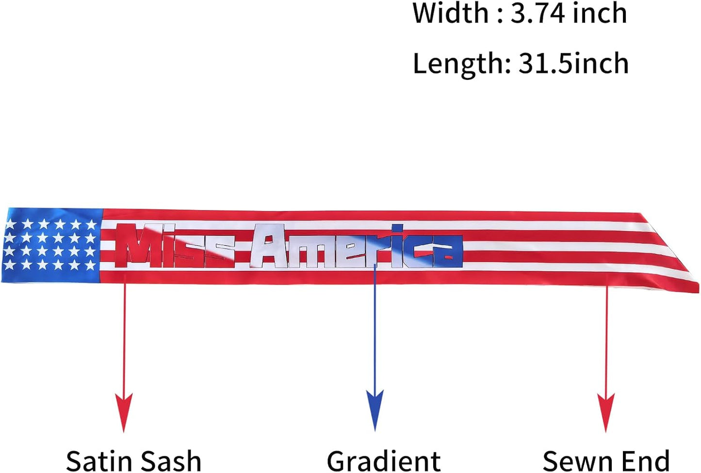 Miss American Sash, American (USA) Flag Sash, Independence Day BST220