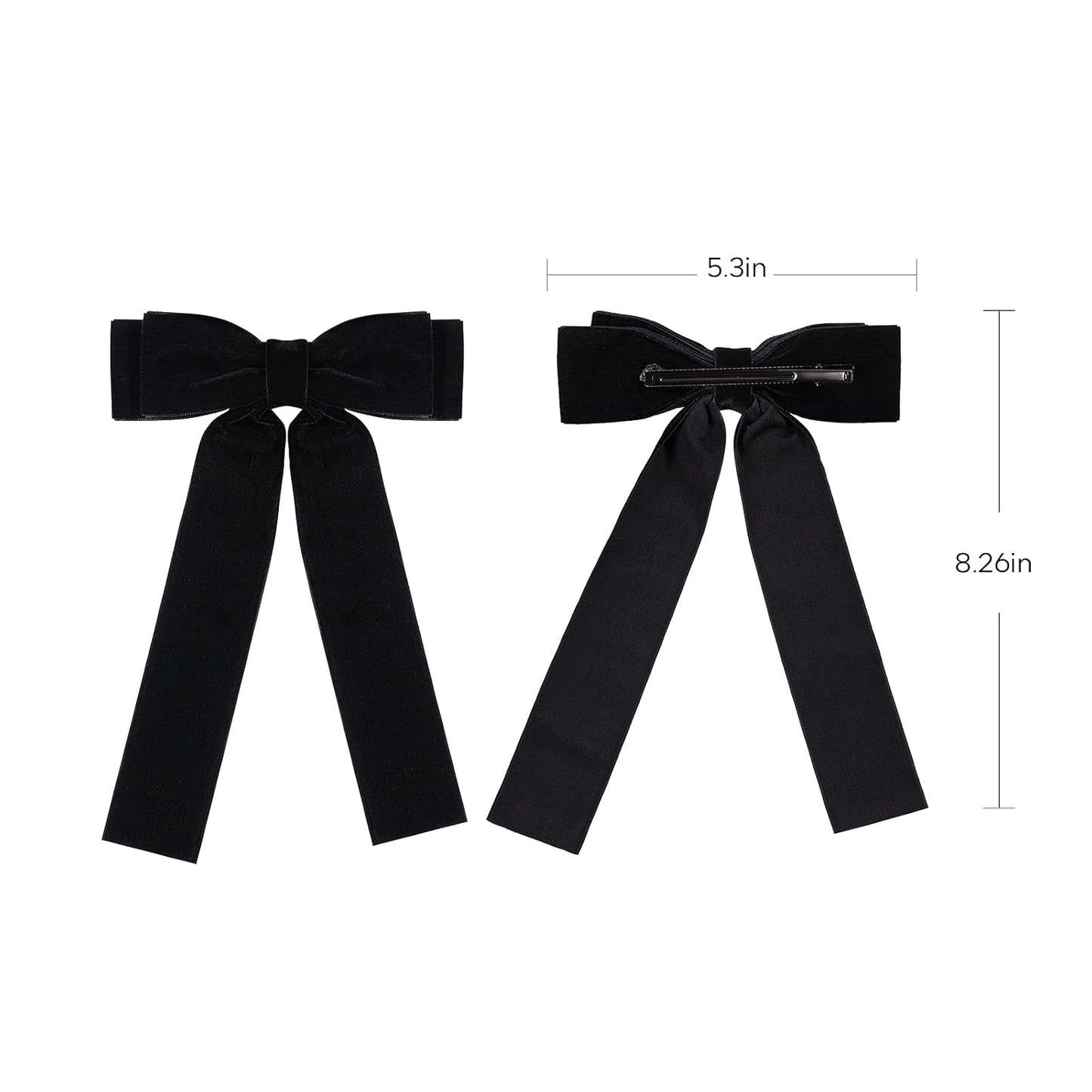 Velvet Bow Hair Ties, Classy Women Girls Hair Styling Accessories, Gift Hair Bows Cute Hair Clips for Mom Women Girl Stuff, Elegant Headdress Decor, Back to School Outfits, Black and White WN420