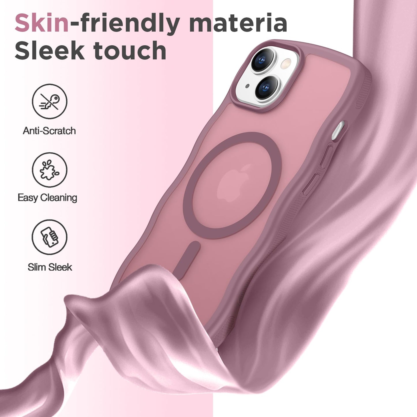 Magnetic for iPhone 13 Pro Case, Compatible with MagSafe Cute Wave Non-Slip Translucent Matte Easier Grip Shockproof Phone Case for iPhone 13 Pro, Black WN420