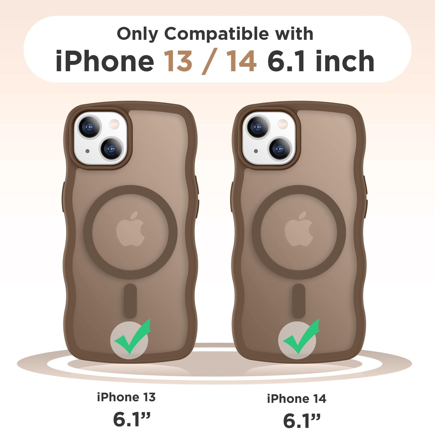 Magnetic for iPhone 13 Pro Case, Compatible with MagSafe Cute Wave Non-Slip Translucent Matte Easier Grip Shockproof Phone Case for iPhone 13 Pro, Black WN420
