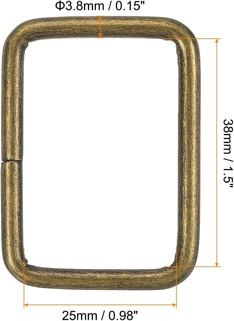 uxcell Metal Rectangle Ring, Metal Rectangular Buckle Webbing Strap Fastener for Belt DIY Accessories BST326L