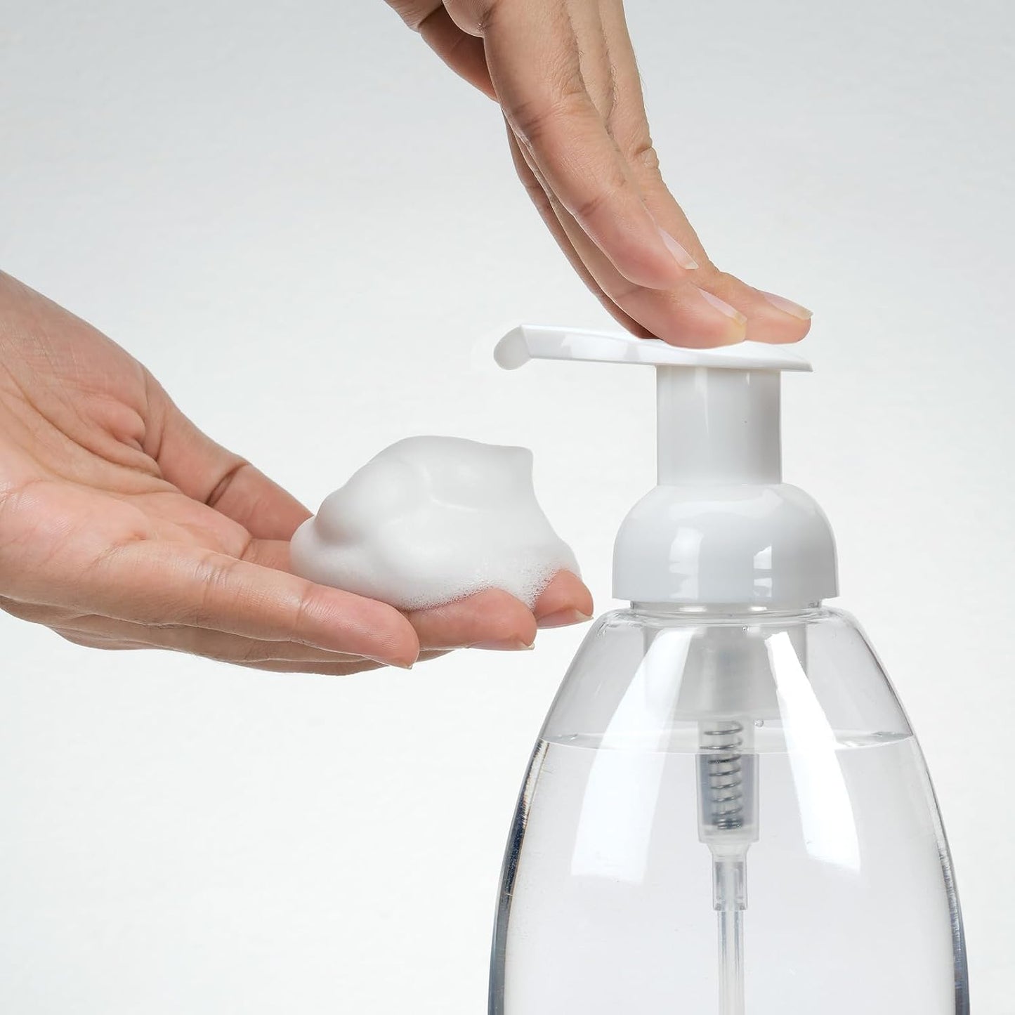 Ginger Lily Farms Foaming Soap Dispenser, Refillable Plastic Pump Bottles for Liquid Hand Soap, 12 oz. Clear Bottle with White Pump, 2-Pack WN420