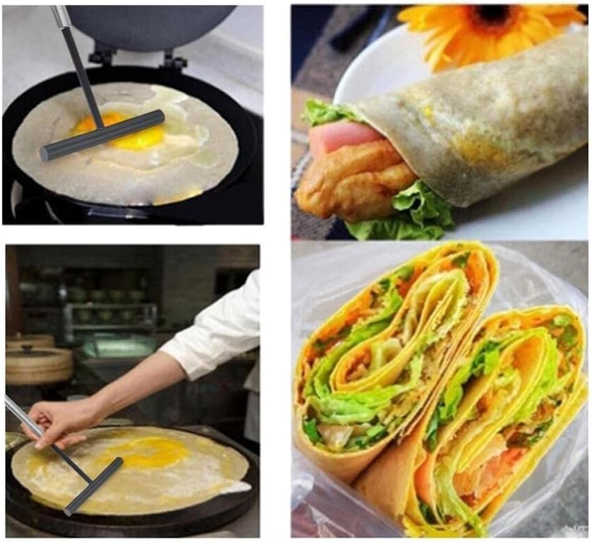 2 Pack T Shape Stainless Steel Batter Spreader Scraper with Hanging Hole Non Stick Dough Batter Spreader Spatula Crepe Making Tool for Restaurant BST220