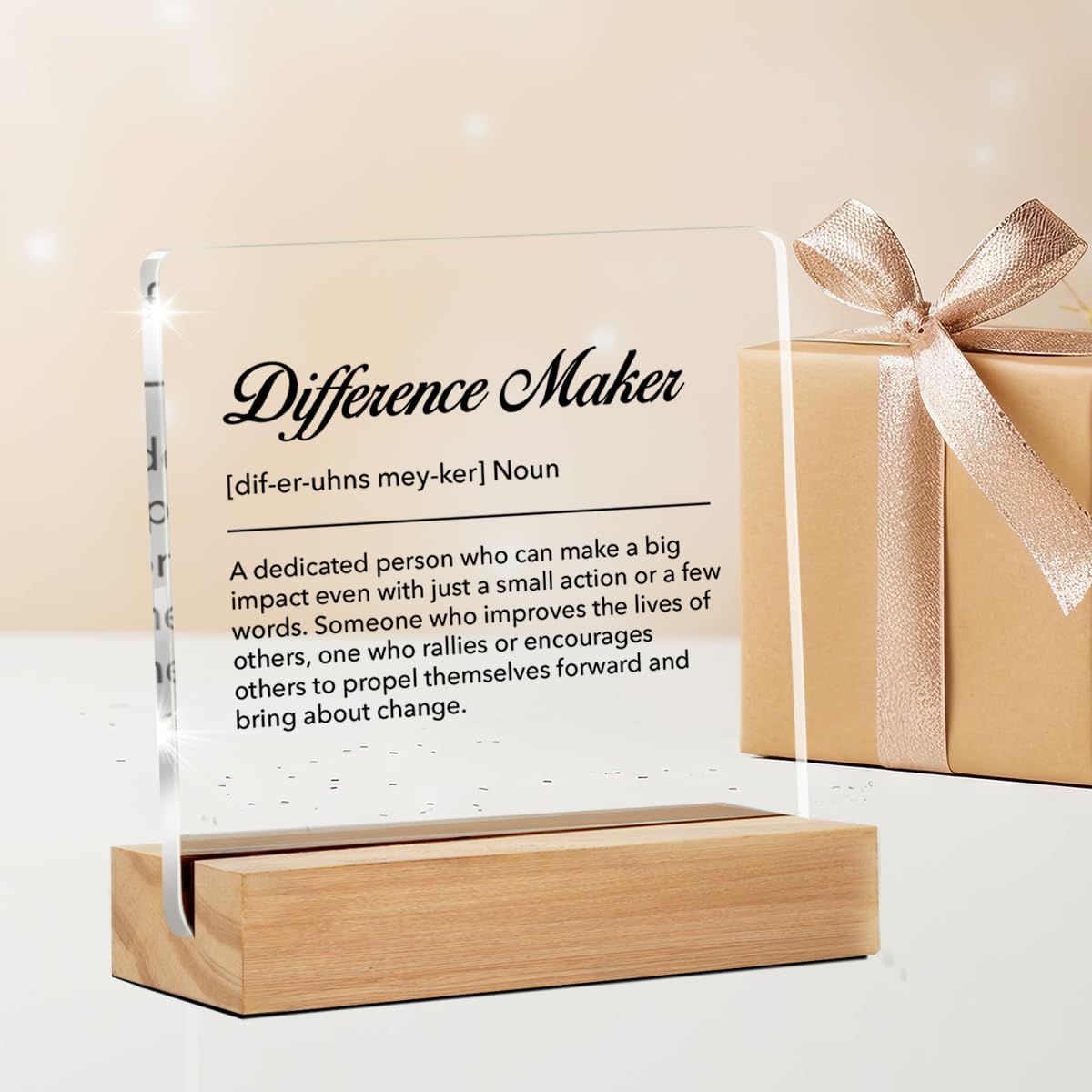 Difference Maker Gifts for Women Men, Thank You Appreciation Gifts for Coworkers Employee Mentor Leader Boss Teacher Staff Motivational Desk Decor Office Gift Clear Acrylic Sign, 4 x 4 Inches BST326L
