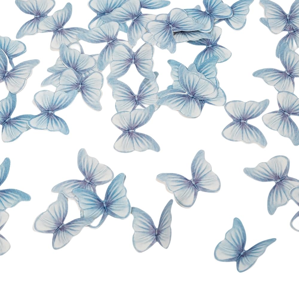 Edible Butterflies for Cake Decorating, Rainbow edible Butterfly Cake Toppers and Cupcake Toppers, Edible Wafer Paper Butterflies Set of 48 Rainbow Cake Food Decorations (5Colors-1) BST326L