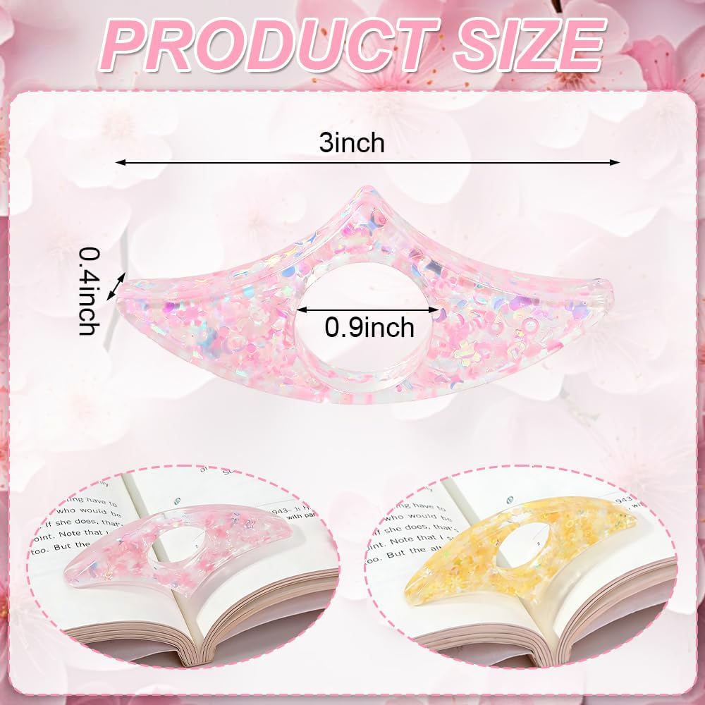 Book Page Holder, 2 Pieces Thumb Page Holder for Reading, Cute Handmade Resin Bookmark, Books Opener Holders Thumb Ring Pages Holders Reading Accessories for Teachers Readers Book Lovers Gifts BST326H
