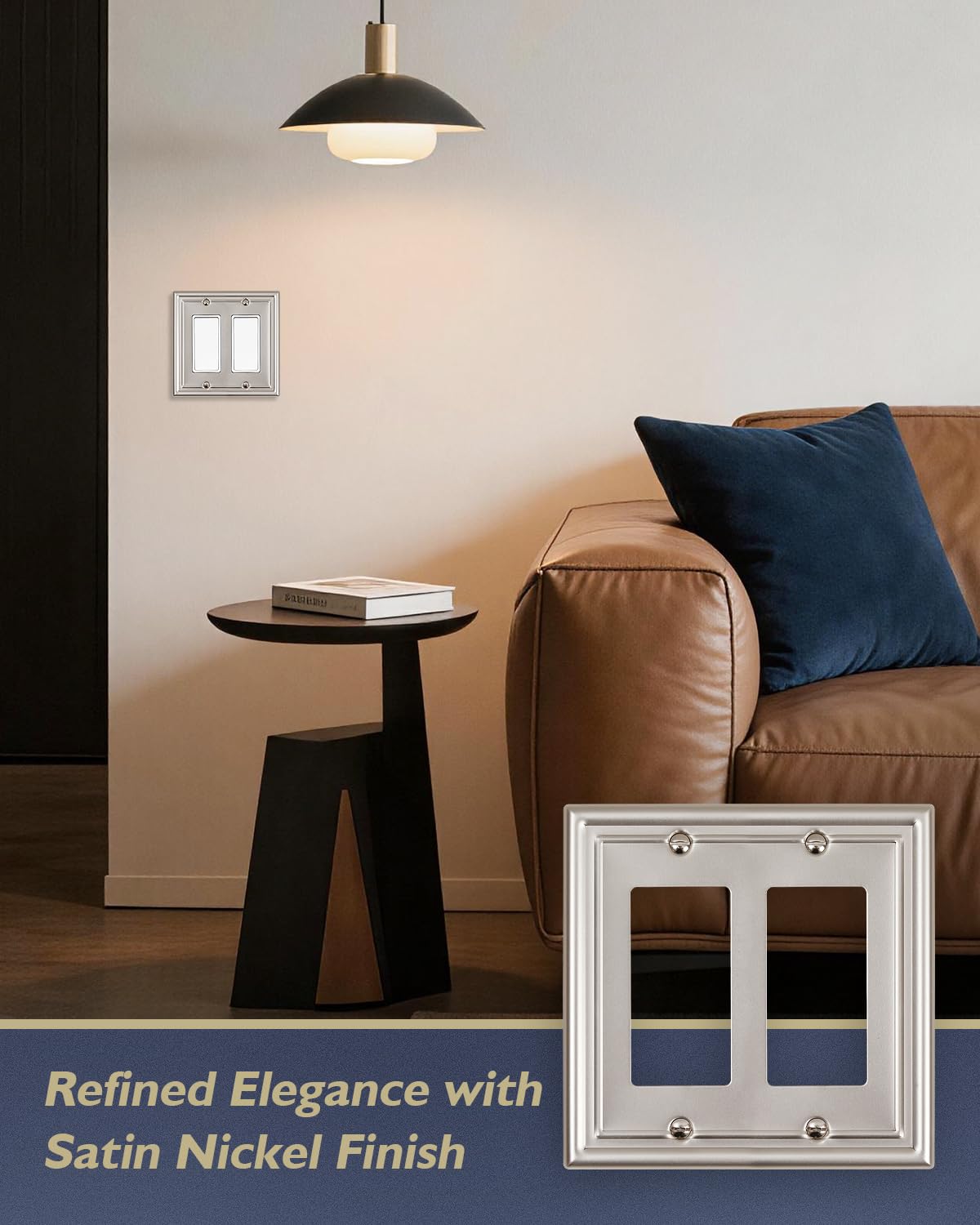 Decorative Metal Wall Plates, Switch Plates Outlet Covers (Off White/1 Decorator 4 Pack) WN420