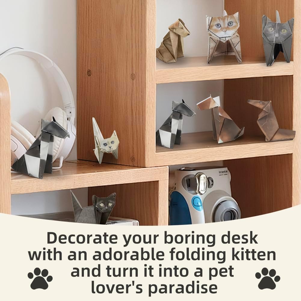 Origami Kit Cats and Dogs, 100 Sheets Diy Paper Cats Kit, Paper Dogs Origami for Kids & Adults,Desk Decoration & Gift for Pet Lovers (Cat 50pcs+ Dog 50pcs) WN420
