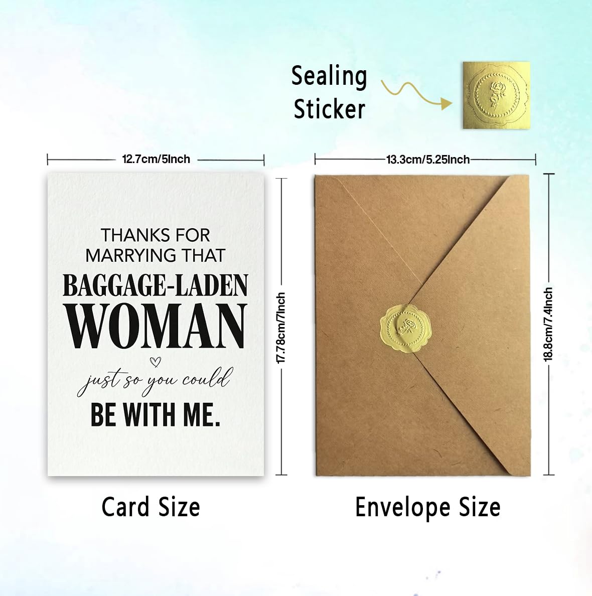 Funny Fathers Day Card for Dad, Fathers Day Gift from Daughter or Son, Blank Inside, with Kraft Envelope and Gold Seal Sticker BST220