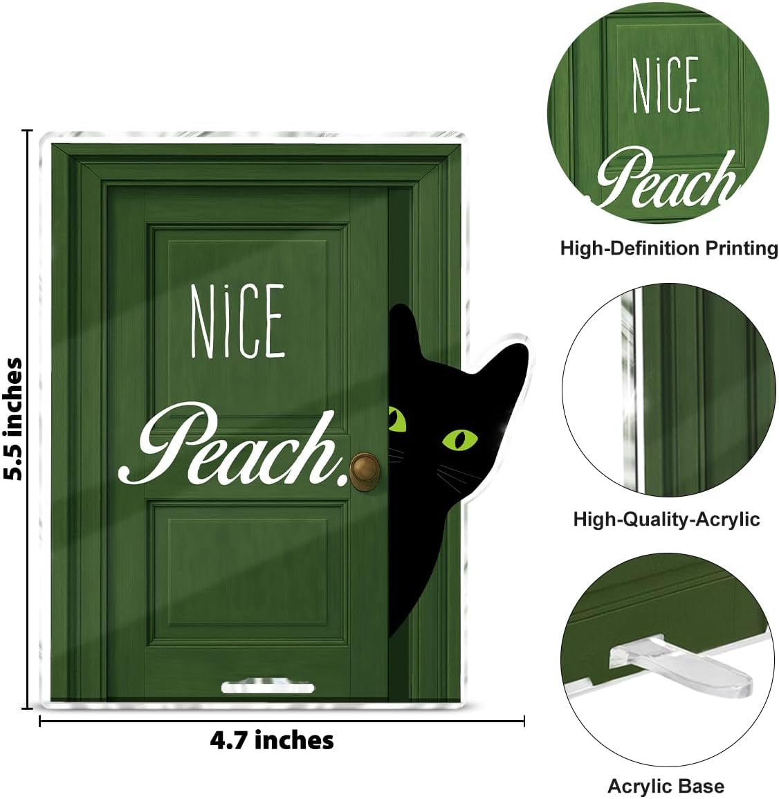 Funny Black Cat Bathroom Decor, Funny Bathroom Sign for Restroom Shelves Toilet Tank Decor, Cat Lover Gifts - Nice Peach BST326L