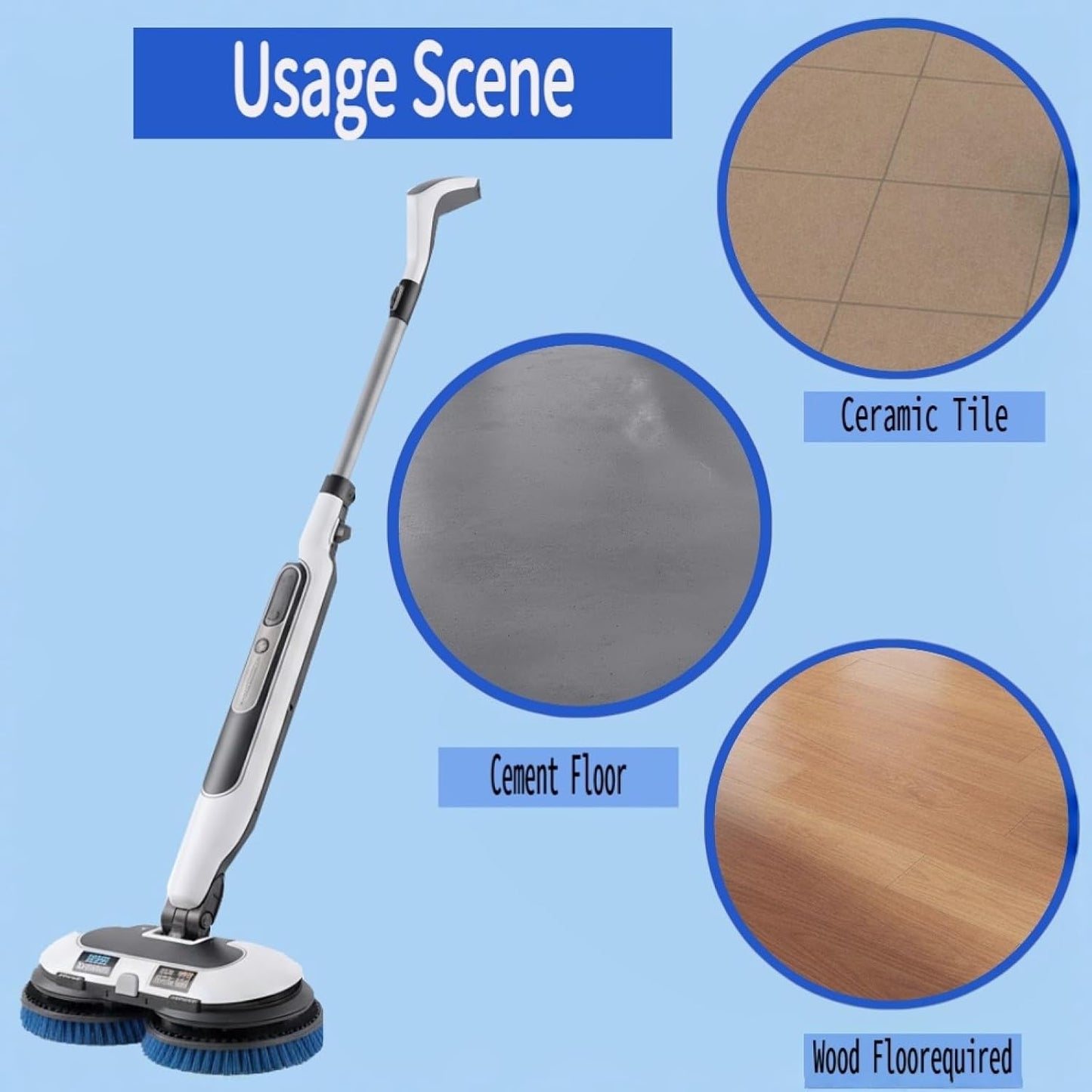 2 Pack Blue Steam Mop Replacement Pads with Shake Brush Heads, Upgraded Nylon Bristles, Deep Cleaning for Hardwood Tile Floors, Professional Polishing, Easy to Use BST202