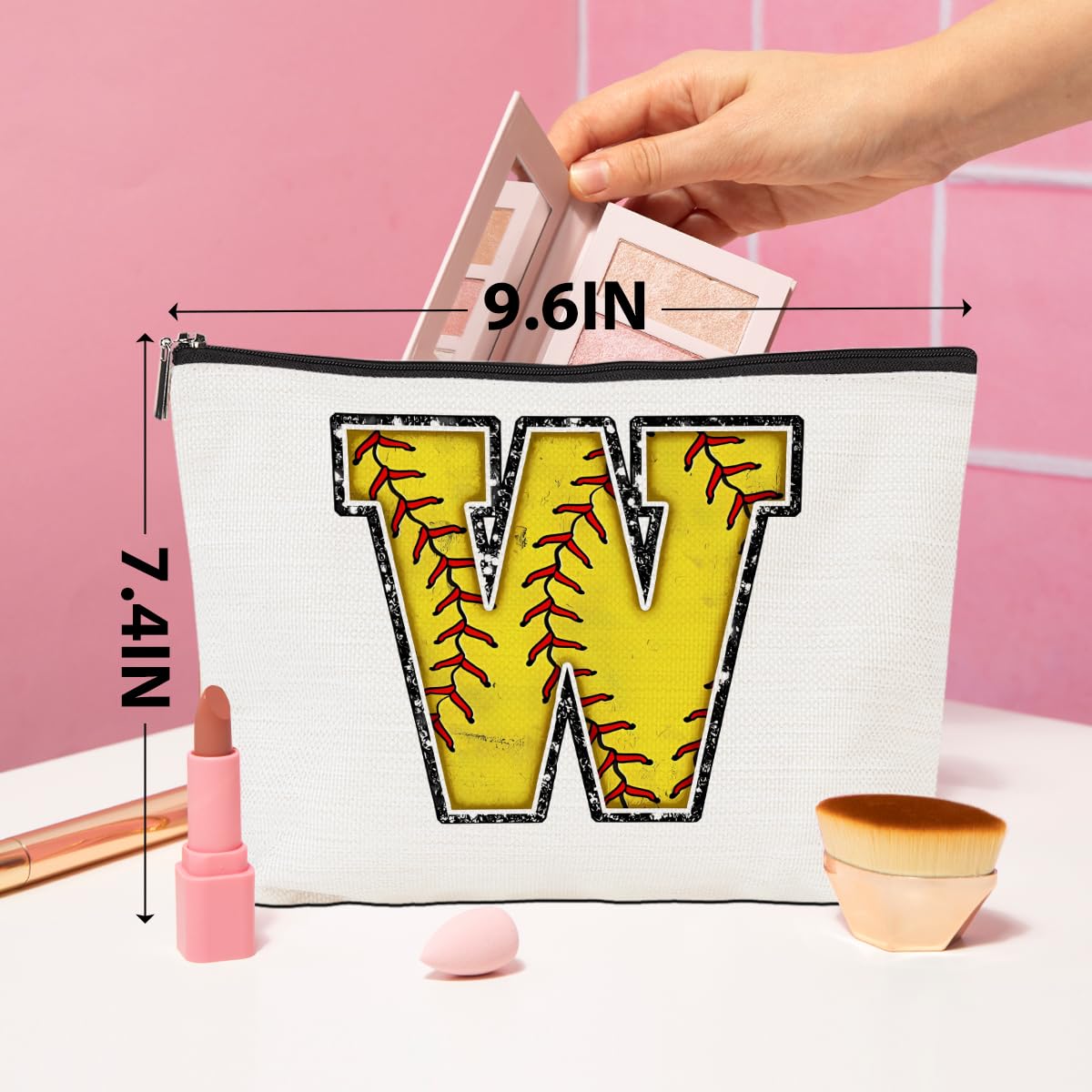 Soccer Gifts Initial Makeup Bag Soccer Girl Gifts Cosmetic Bag Letter D | Monogrammed Zipper Pouch Soccer Accessories for Girls Women Player Coaches Friend Graduation Birthday Gifts BST202