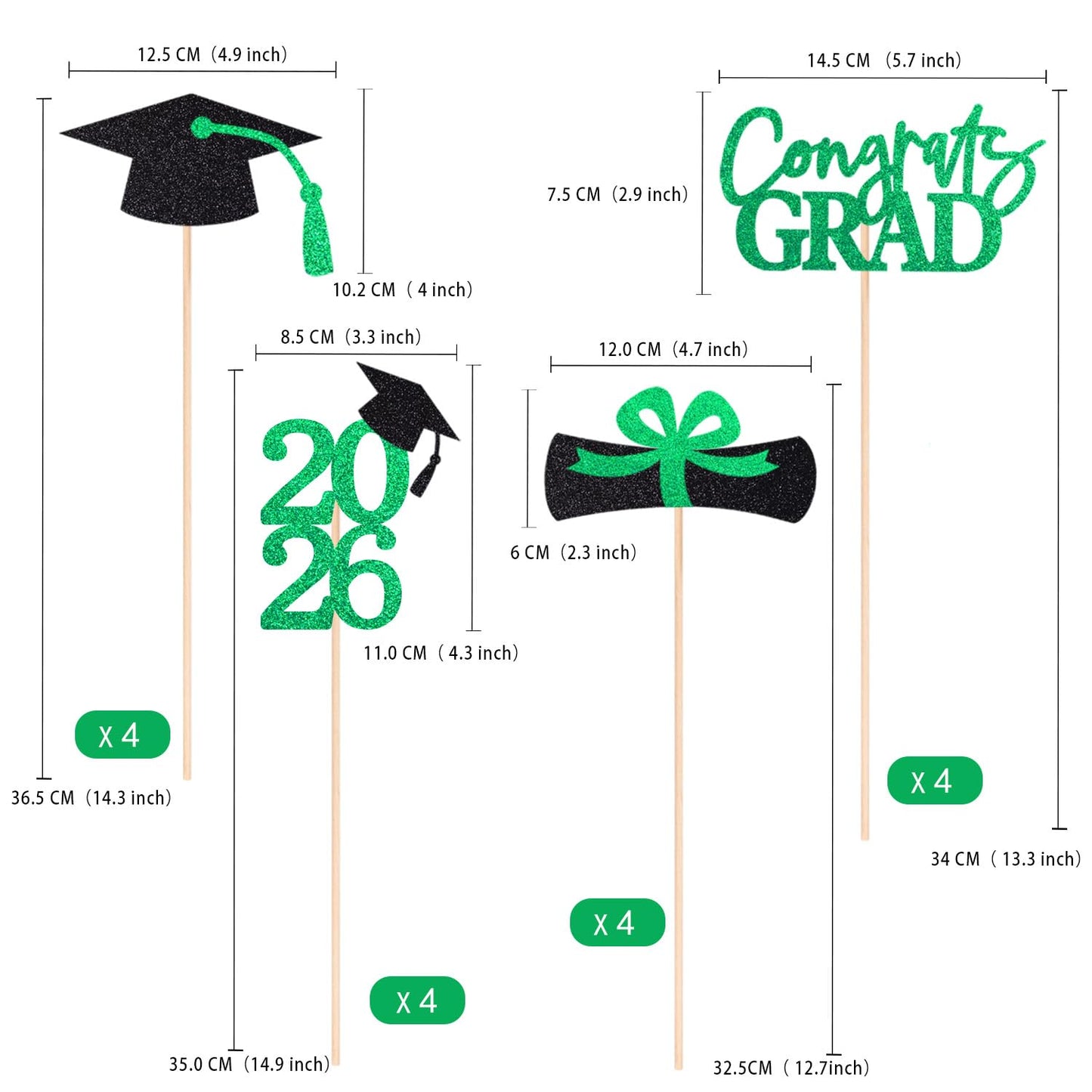 Graduation Centerpieces Class of 2026, 16 PCS Red Blue Double-Sided Table Toppers, Congrats Grad Party Decorations Supplies (Set of 4 Designs) WN420