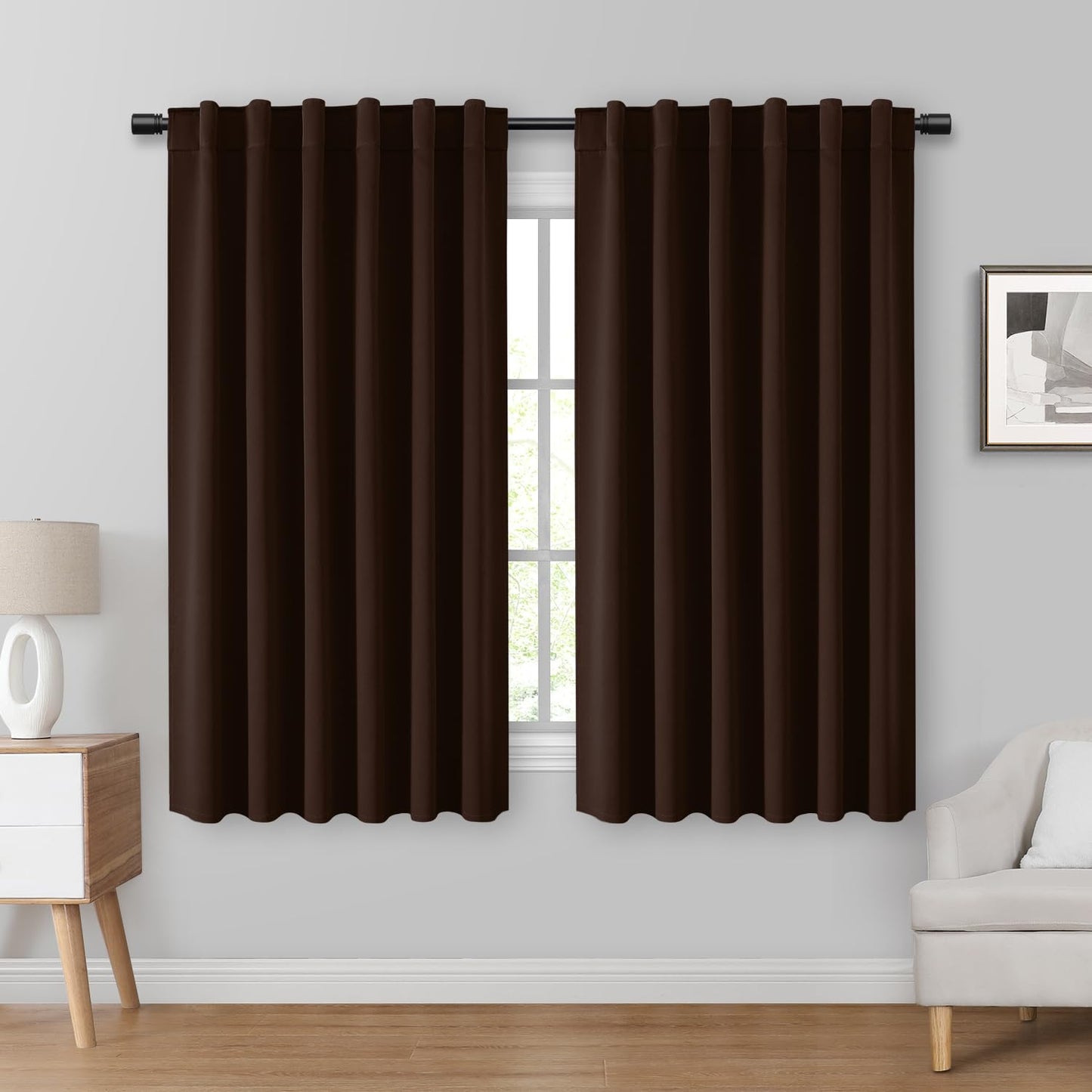 HOMEIDEAS Blackout Curtains, 2 Pages Grey Gray Room Darkening Bedroom Pinch Pleated Curtains Thermal Insulated Back Tab Rod Pocket Drapes for Bedroom, W52 x L63 BST326H