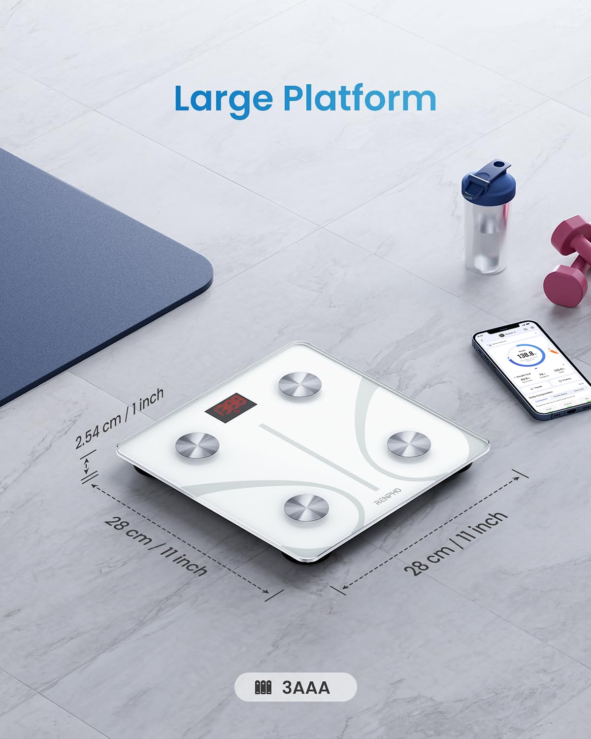 RENPHO Smart Scale for Body Weight, FSA&HSA Eligible, Bathroom Digital Scale with BMI, Body Fat, Bluetooth Fitness Equipment Sync with Apps, Accurate for Weight Loss, Home Use, 400 lbs - Elis 1