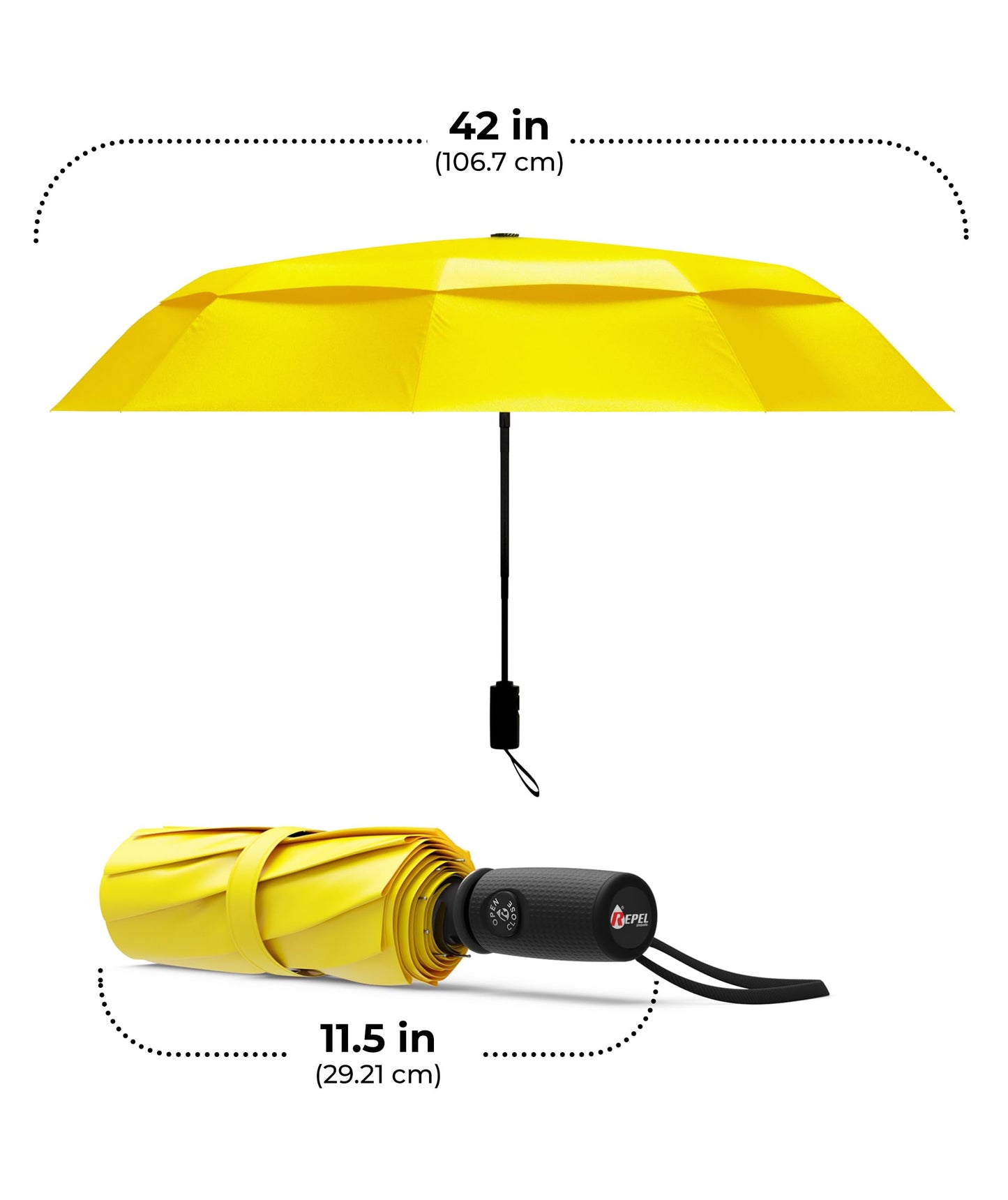 Repel Windproof Travel Umbrella - Compact & Withstands Winds up to 100MPH , Strongest Premium Auto Folding Umbrella for Rain and Sun - Durable, Light & Portable for Women & Men , Fits Backpack & Cars