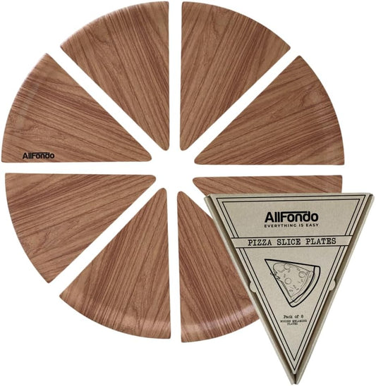 Pizza Slice Shapped Plates - Set of 8 | Melamine Dinnerware Set | BPA-Free, Durable & Dishwasher Safe | Fun Pizza Gift Packaging – Elegant Style for Pizza & More (for Up to 20" Diameter Pizza) BST220