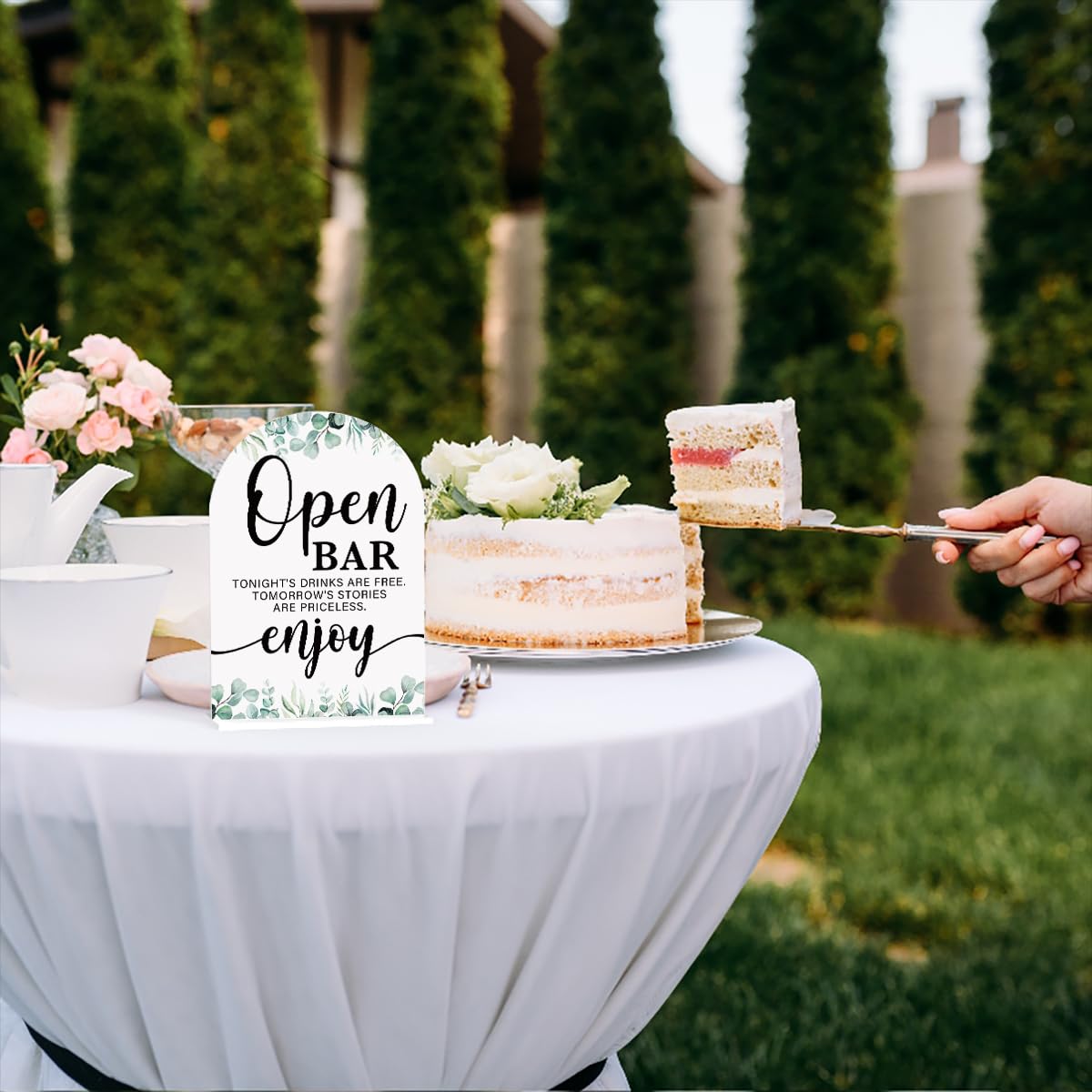 Acrylic Wedding Sign Bubble Send Off Signs for Ceremony Modern Calligraphy Arch Acrylic Table Top Signs for Wedding Reception and Event Party Table Decor (White Eucalyptus Leaves) BST326L