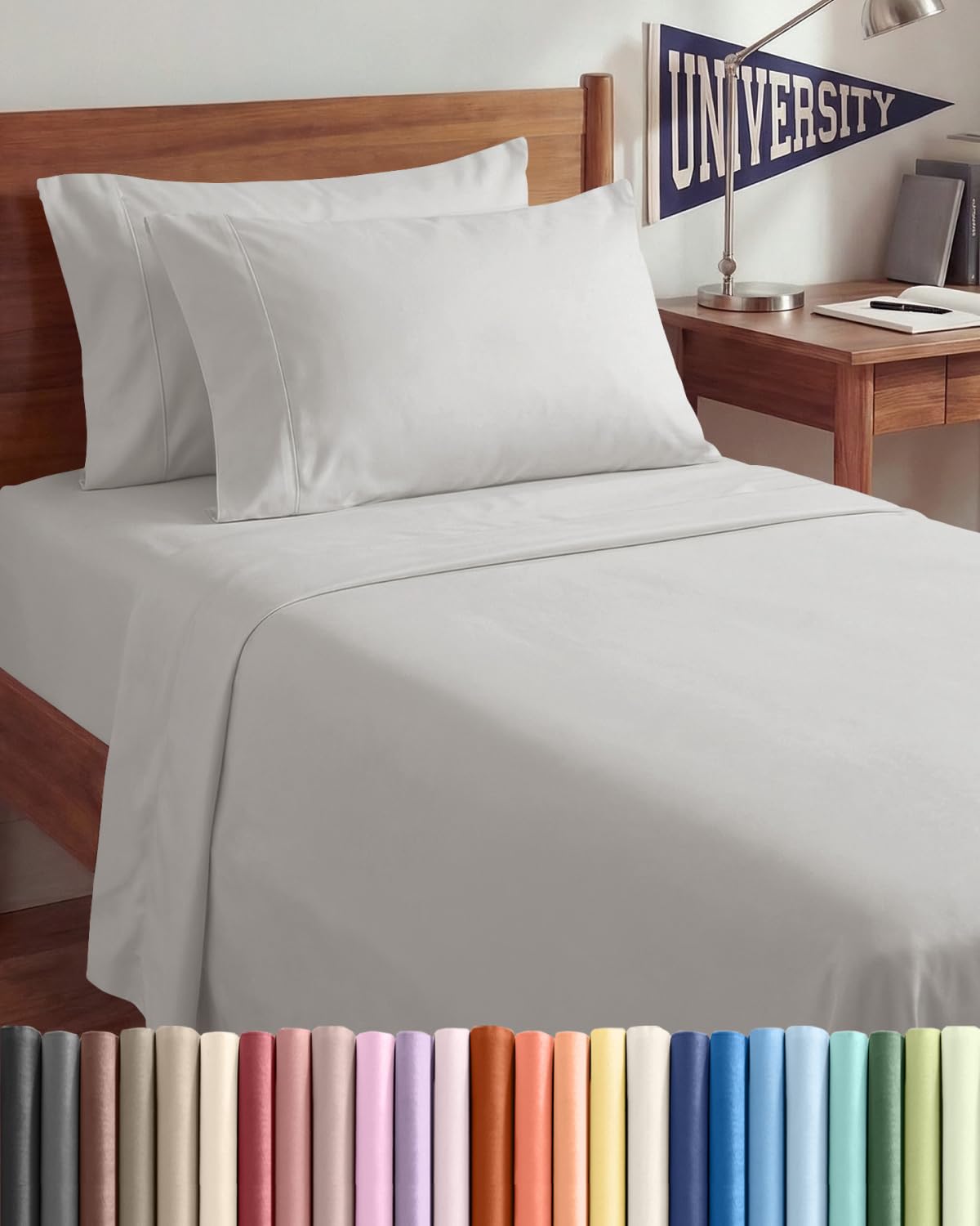 Split King 7 Piece Sheet Set - Comfy Breathable & Cooling - Soft Hotel Luxury Bedding Set with 8-16 Inch Deep Pockets - 1 Flat & 2 Fitted Sheet & 4 Pillowcases - Wrinkle Free & Easy Care - Steel Blue DD1210