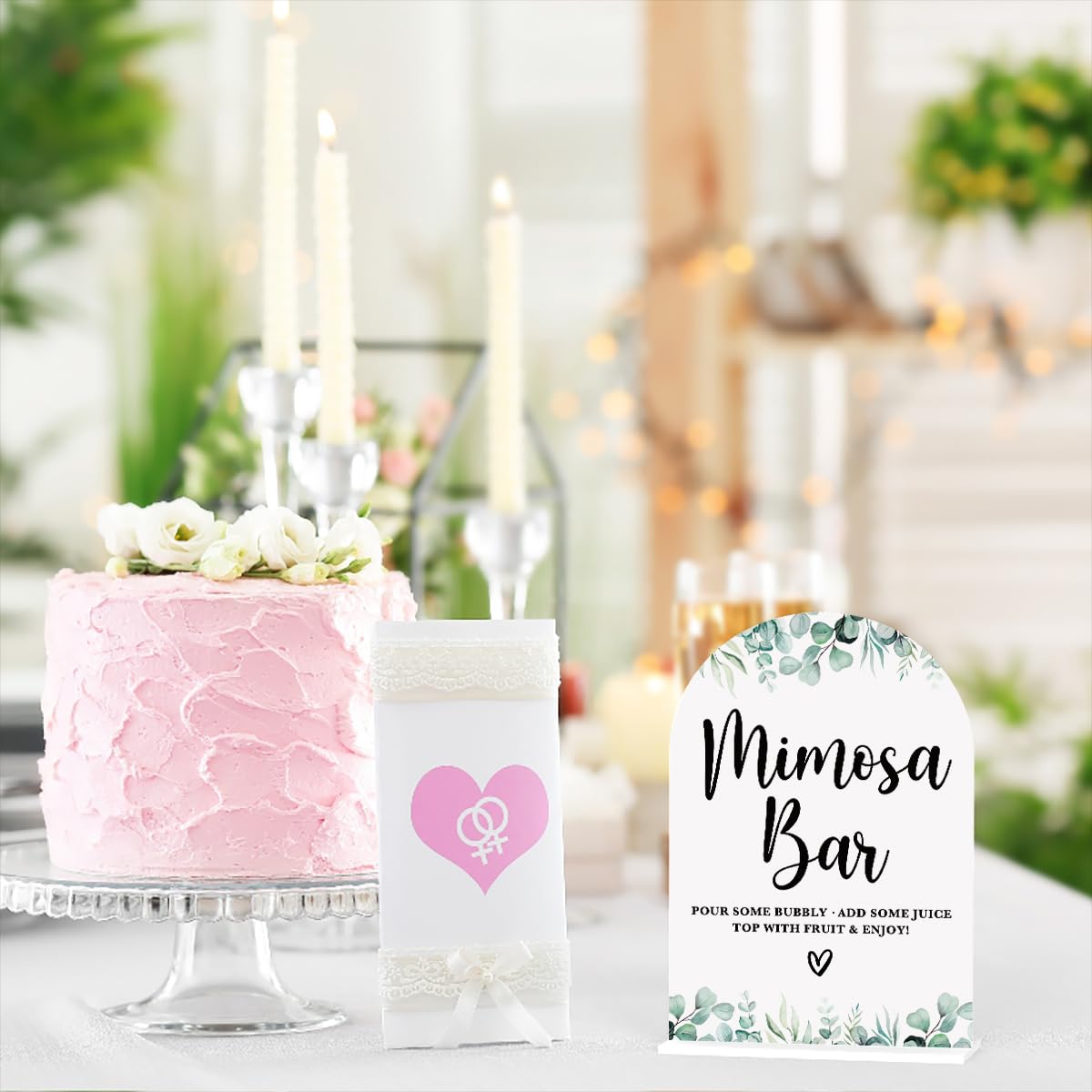 Acrylic Wedding Sign Bubble Send Off Signs for Ceremony Modern Calligraphy Arch Acrylic Table Top Signs for Wedding Reception and Event Party Table Decor (White Eucalyptus Leaves) BST326L