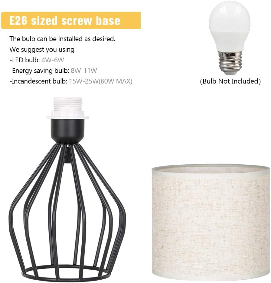 Black Modern Table Lamp - Minimalist Small Bedside Lamp N26