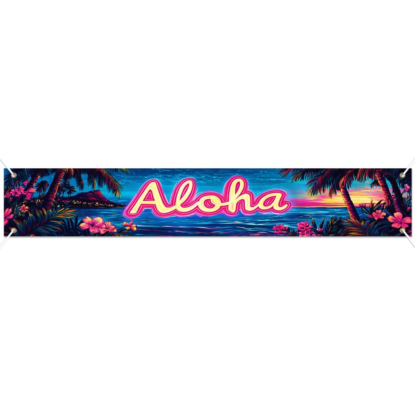 BlissYard Hello Summer Banner 118 x 20 Inch Pool Party Decorations Beach Surfboard Watermelon Tropical Fence Sign Hawaiian Luau Outdoor Backyard Wall Decor BST220
