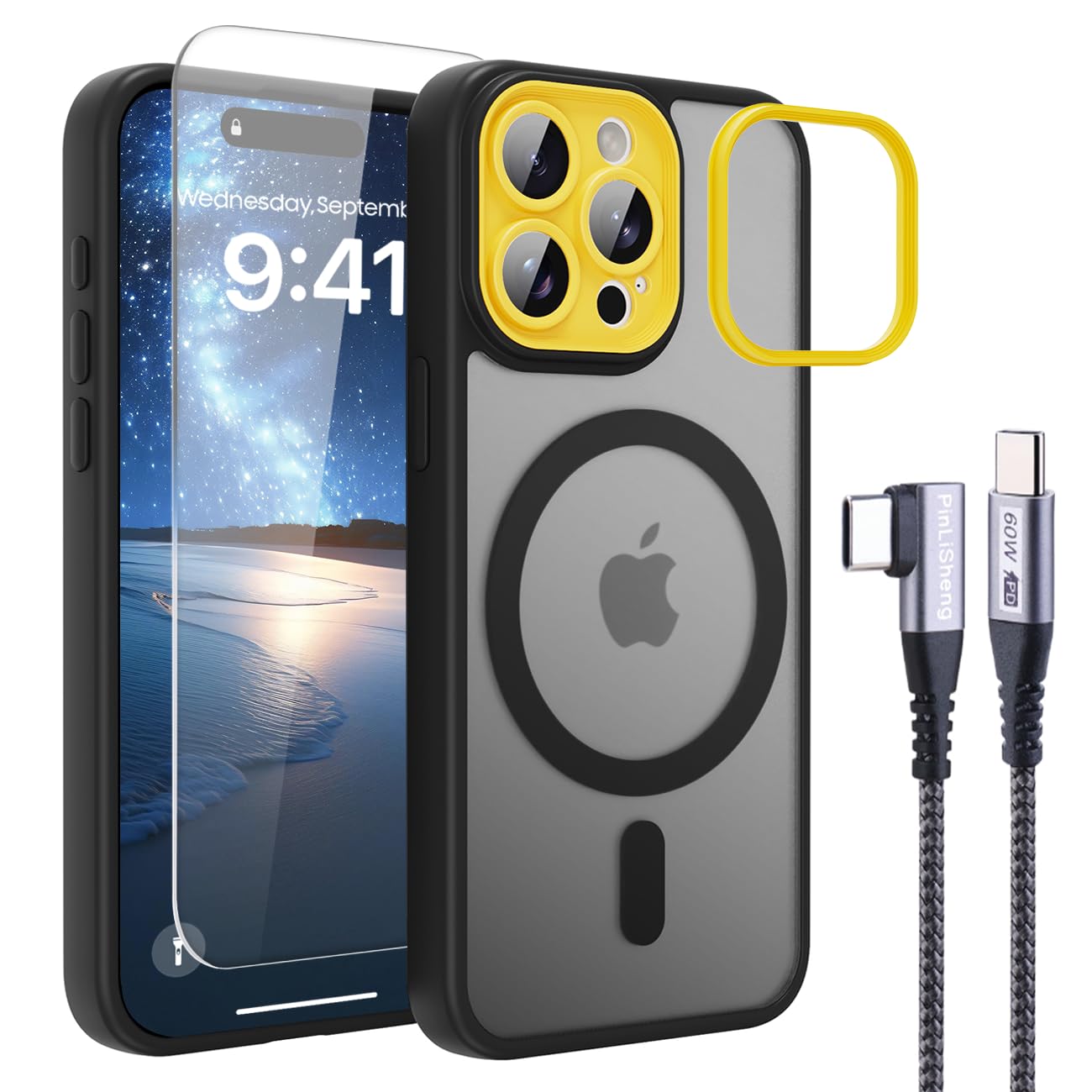 PinLiSheng for iPhone 17 Pro Max Case， Compatible with MagSafe, Shockproof Military-Grade Protection, Scratch-Resistant Back, Anti-Yellowing，Magnetic Phone Case for iPhone 17 Pro Max, Clear WN420