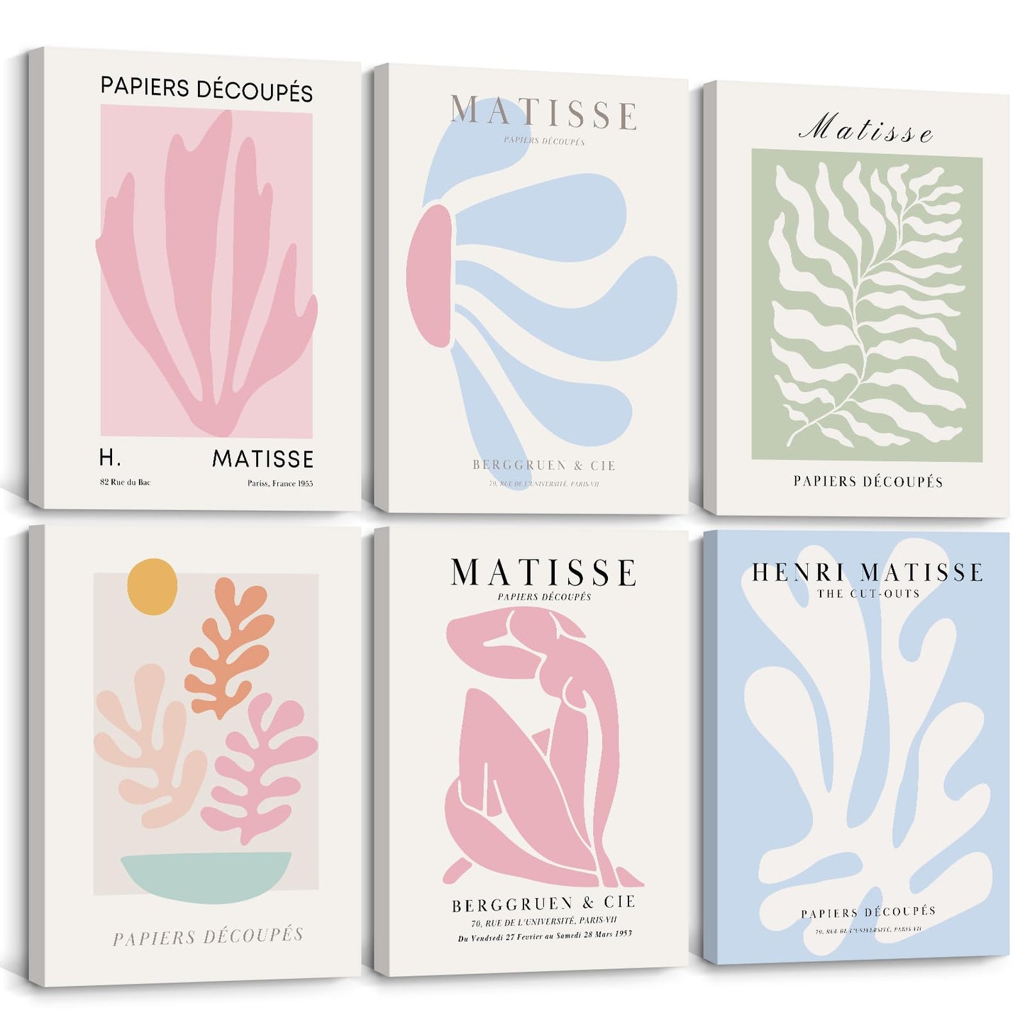 Matisse Abstract Wall Art Decor Pink Flower Canvas Pictures Picasso Aesthetic Wall Art Henri Matisse Prints Poster Abstract Flower Painting Market Artwork for Bedroom 12x16 Inch Unframed Set of 3 BST202