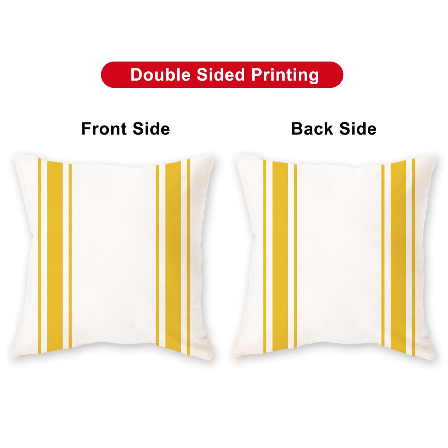 ONWAY Outdoor Pillow Covers Waterproof 18x18 Set of 2 Decorative Linen Throw Pillow Cover Beige and Black Striped Outdoor Pillows for Patio Furniture BST220