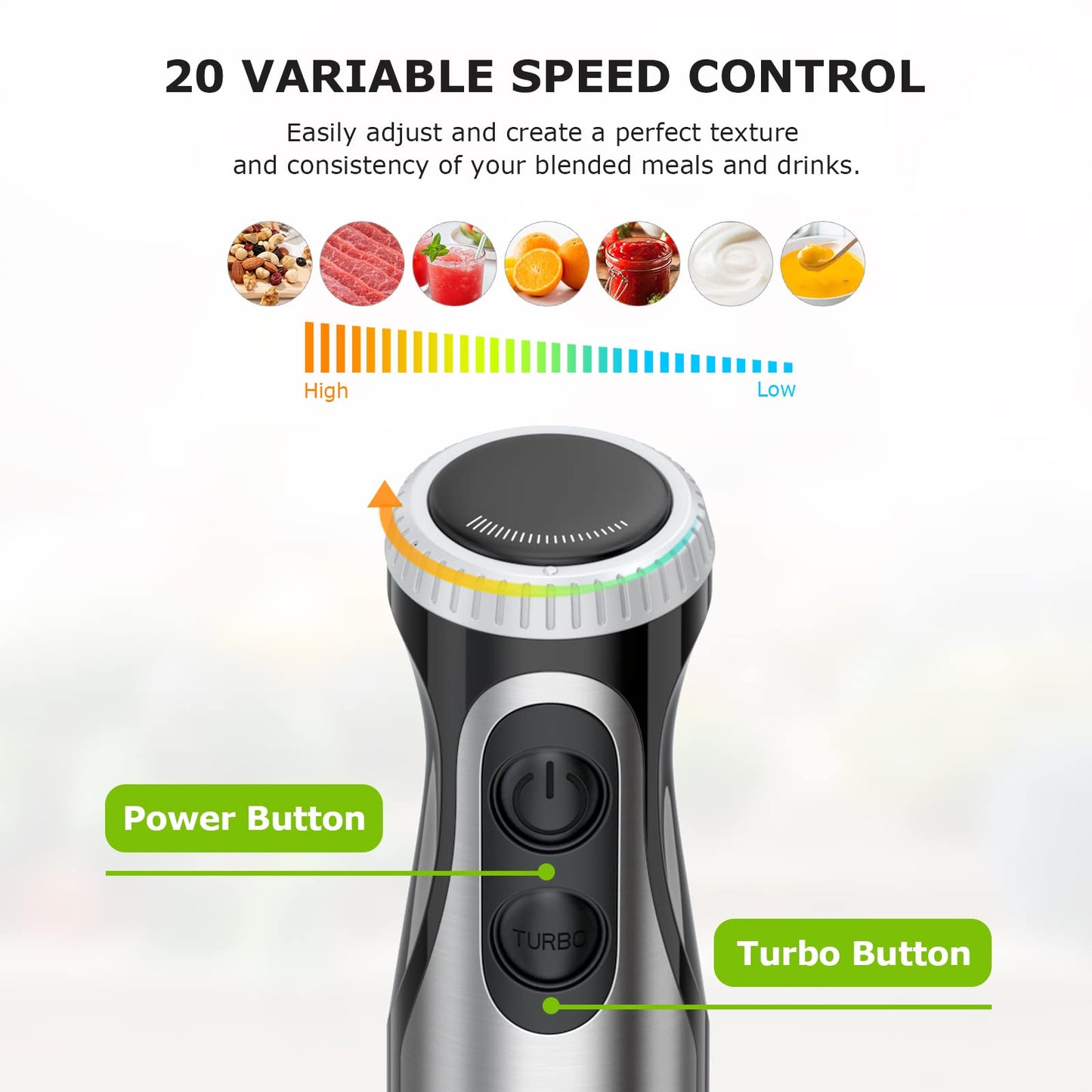 Bonsenkitchen Immersion Blender Handheld with Food Processor RD12