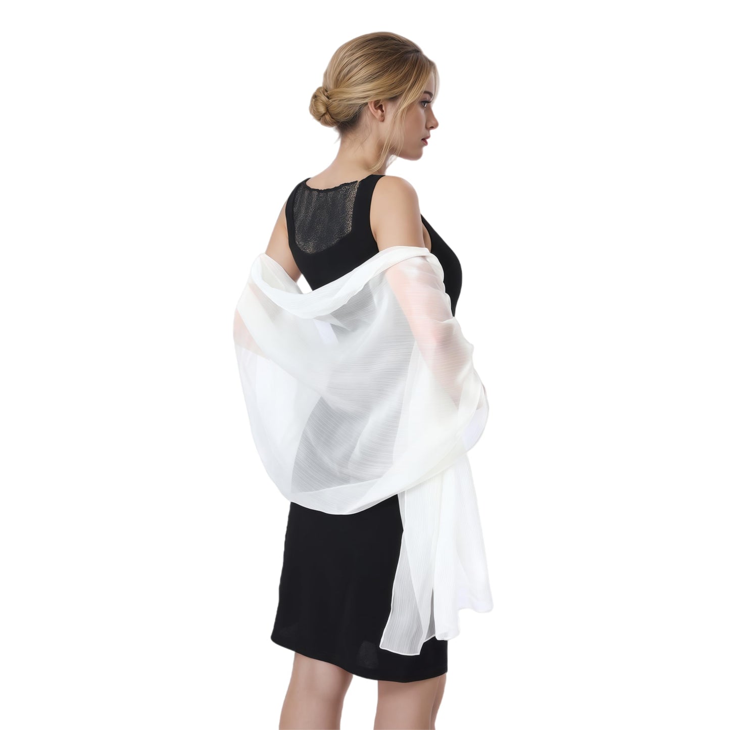 Women Sheer Crepe Shawl - Lightweight Soft Shimmer Wrap for Evening Party, Travel & Festival - Versatile Elegant WN420