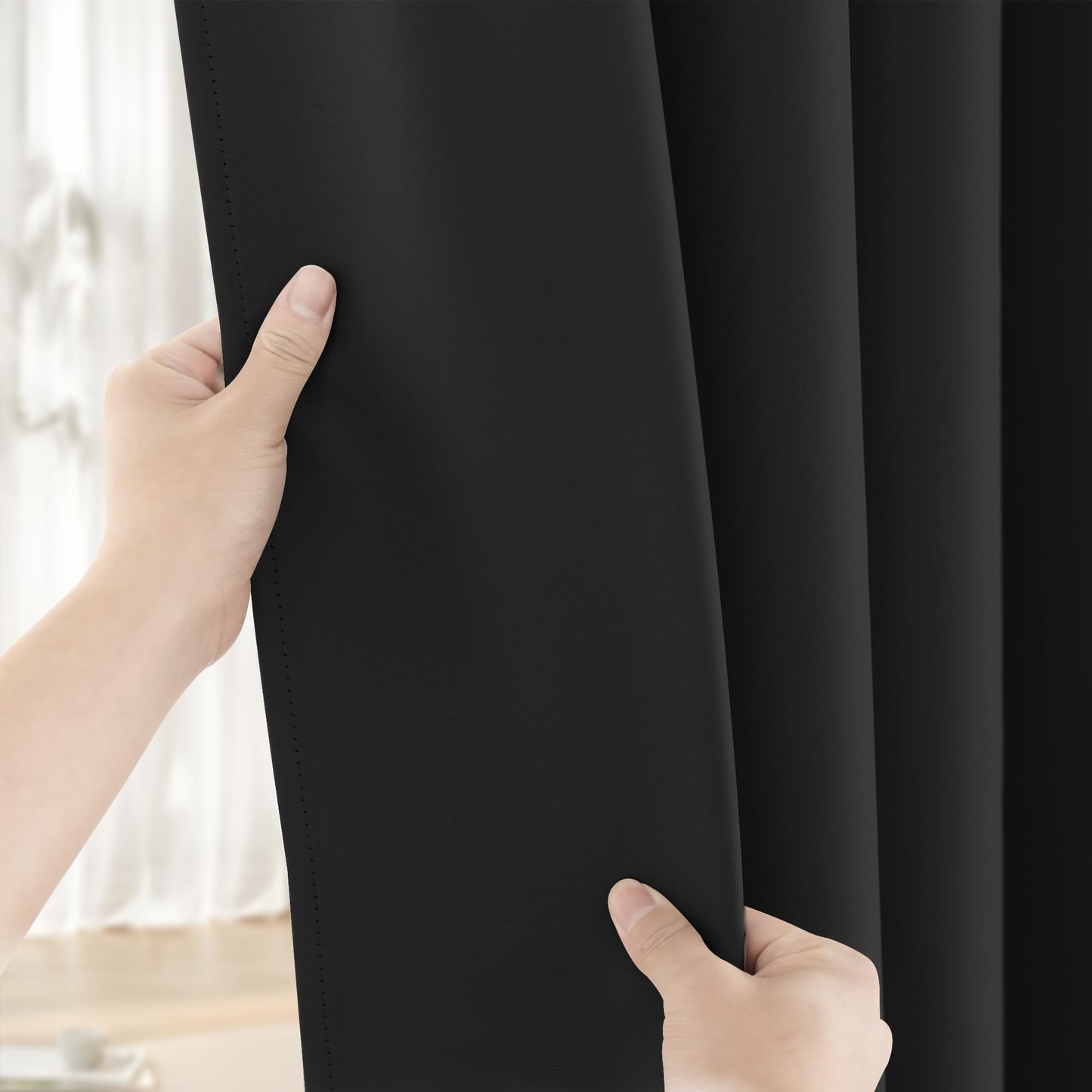 Extra Long Blackout Curtains, 12ft Room Darkening Grommet High Ceiling Drapes, 2 Story Curtains for Living Room(1 Panel, Navy, 52"x144") BST220