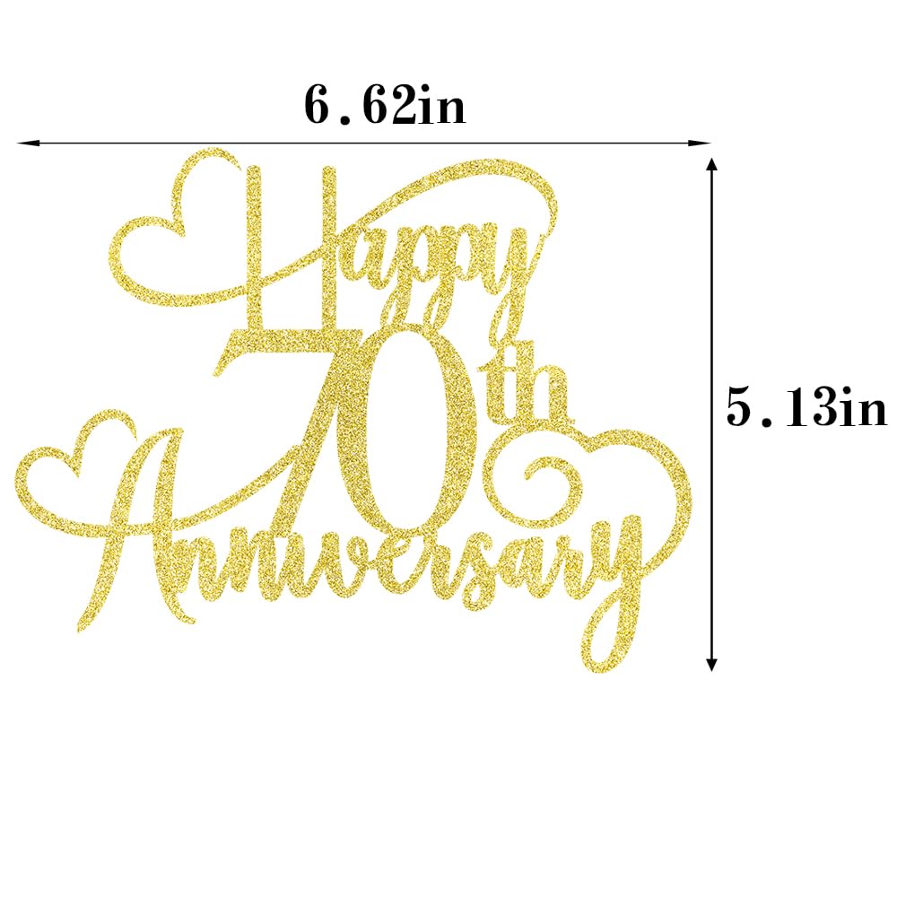 Happy Anniversary Cake Topper gold Glitter 1/15/16/18/25/30/40/50/60/70/80/90 Party Decoration Cake Topper Supplies Wedding Anniversary Cake decoration (70) BST202